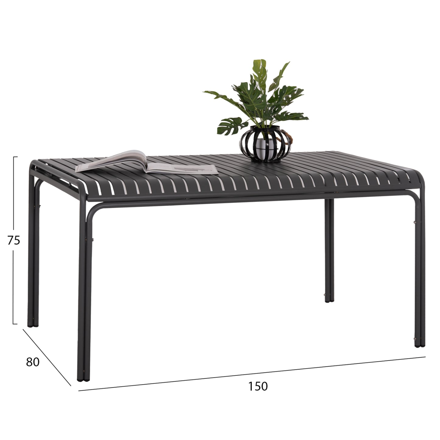 ΤΡΑΠΕΖΙ ΑΛΟΥΜΙΝΙΟΥ RACHEL HM6339.01 ΓΚΡΙ 150x80x75Υεκ.