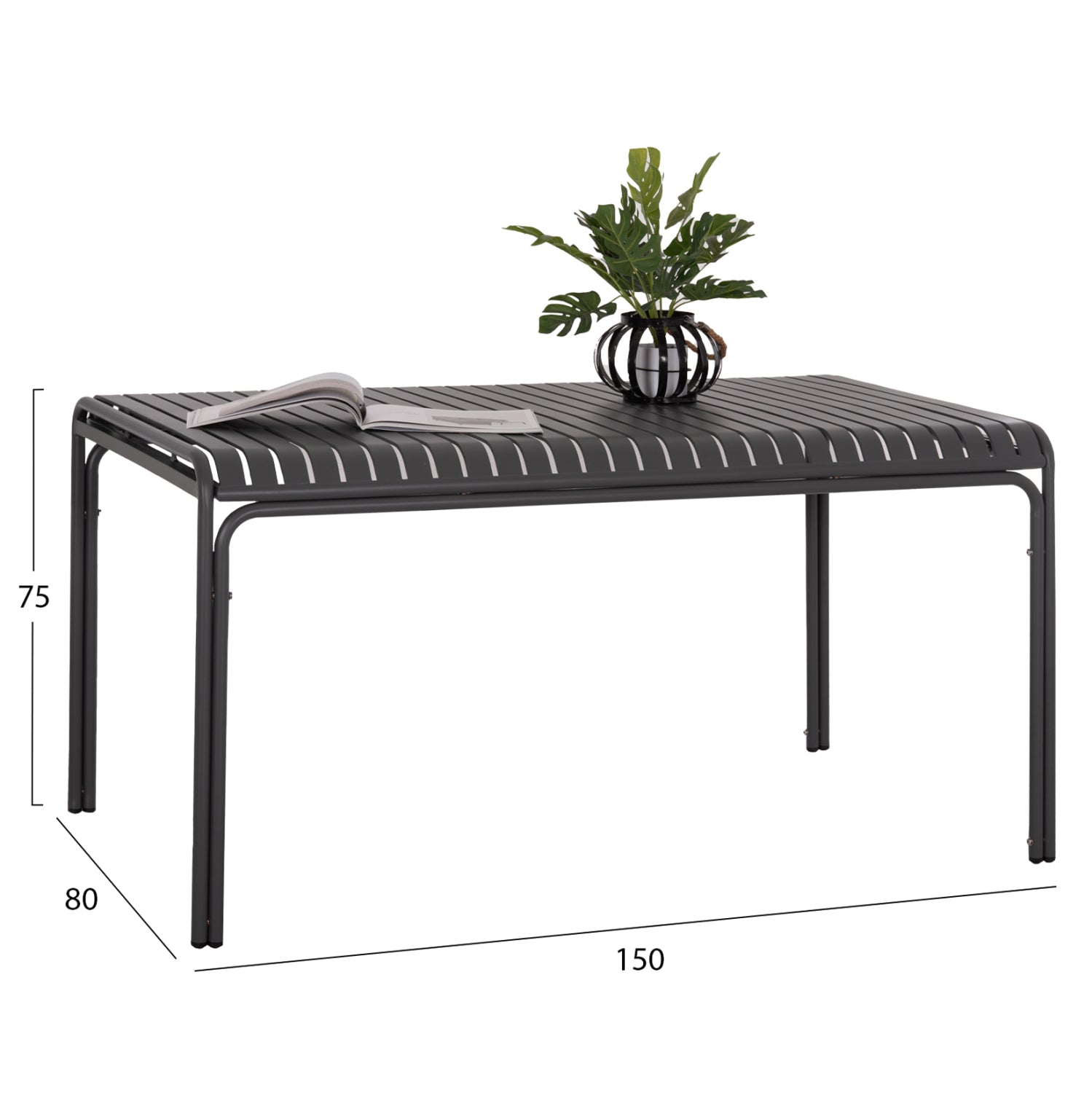 ΤΡΑΠΕΖΙ ΑΛΟΥΜΙΝΙΟΥ RACHEL HM6339.01 ΓΚΡΙ 150x80x75Υεκ.