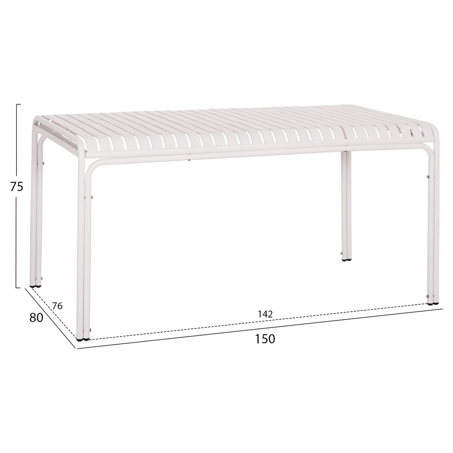 ΤΡΑΠΕΖΙ ΑΛΟΥΜΙΝΙΟΥ RACHEL HM6339.02 ΛΕΥΚΟ 150x80x75Υεκ.