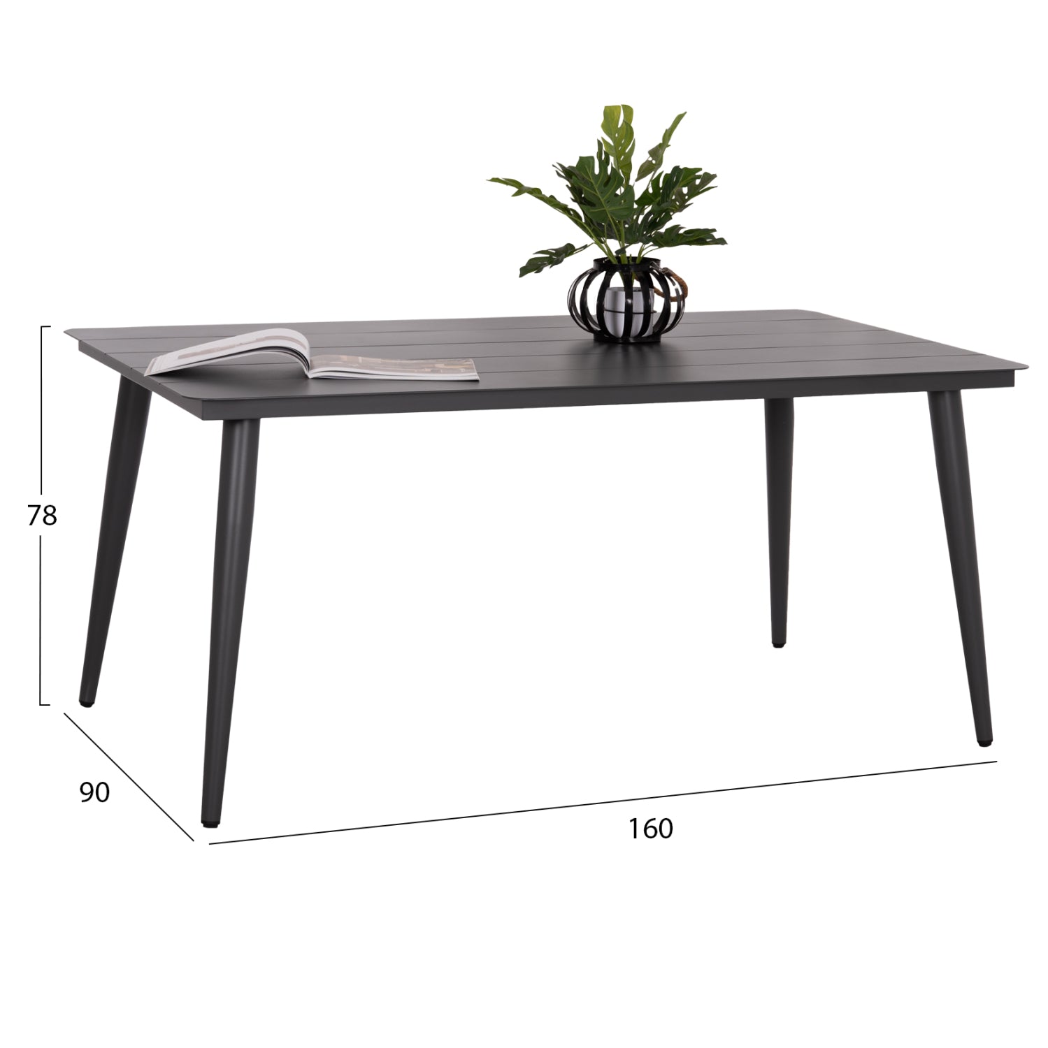 ΤΡΑΠΕΖΙ ΑΛΟΥΜΙΝΙΟΥ ΟΡΘΟΓΩΝΙΟ HIGER HM6291.01 ΓΚΡΙ 160x90x78Υεκ.