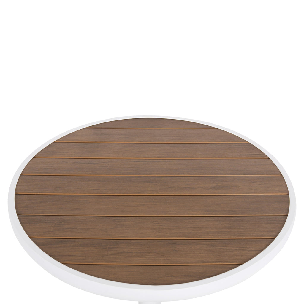 ΤΡΑΠΕΖΙ ΑΛΟΥΜΙΝΙΟΥ ΣΤΡΟΓΓΥΛΟ ALEXA HM6086.02 ΛΕΥΚΟ-POLYWOOD TOP ΦΥΣΙΚΟ Φ60x73Υεκ.