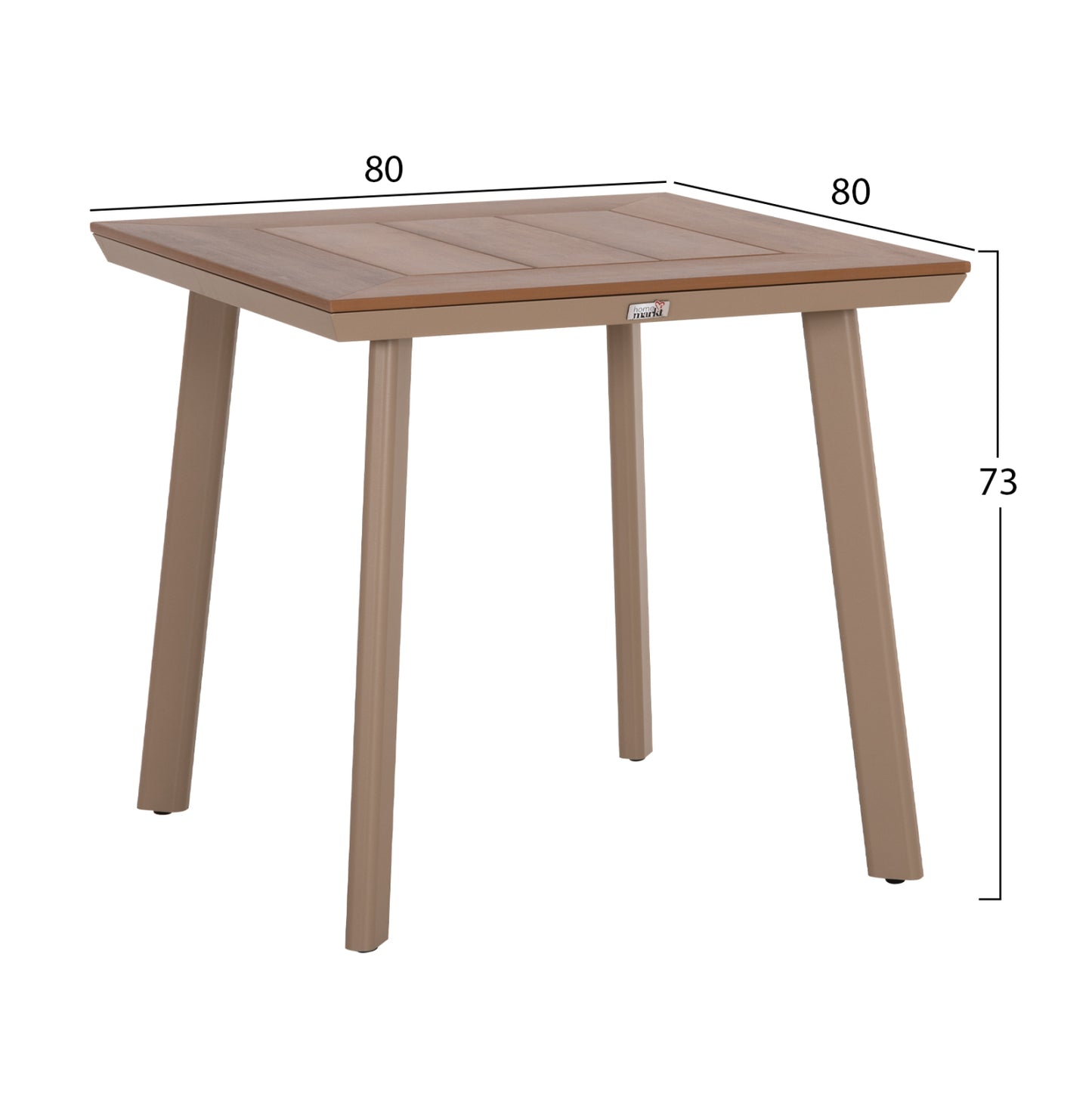 ΤΡΑΠΕΖΙ ΑΛΟΥΜΙΝΙΟΥ ΤΕΤΡΑΓΩΝΟ TABER HM5563.04 ΚΑΠΟΥΤΣΙΝΟ-ΕΠΙΦΑΝΕΙΑ POLYWOOD 80x80x73Υ