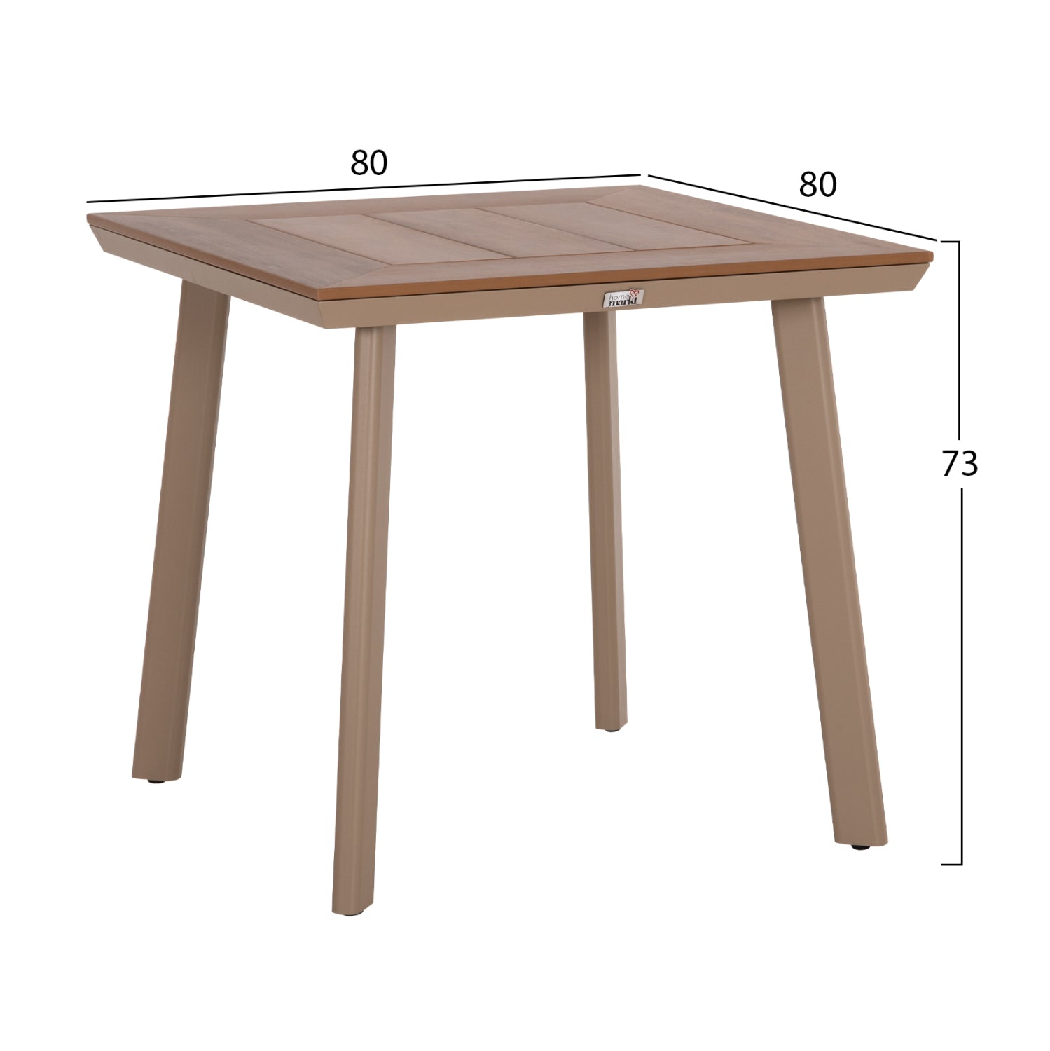 ΤΡΑΠΕΖΙ ΑΛΟΥΜΙΝΙΟΥ ΤΕΤΡΑΓΩΝΟ TABER HM5563.04 ΚΑΠΟΥΤΣΙΝΟ-ΕΠΙΦΑΝΕΙΑ POLYWOOD 80x80x73Υ