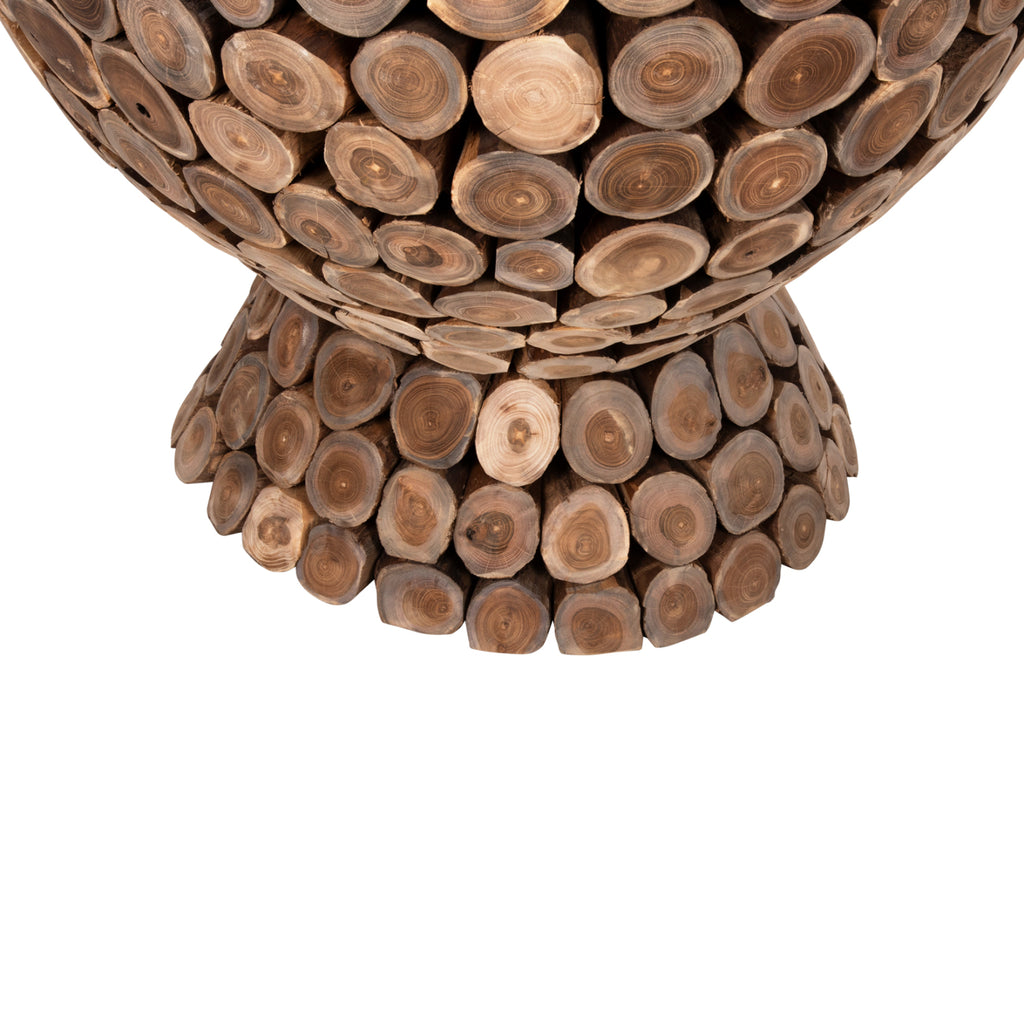 ΤΡΑΠΕΖΙ BAR ΣΤΡΟΓΓΥΛΟ LEEROY HM9806 KOMMATIA ΞΥΛΟΥ TEAK Φ900x103Υεκ.