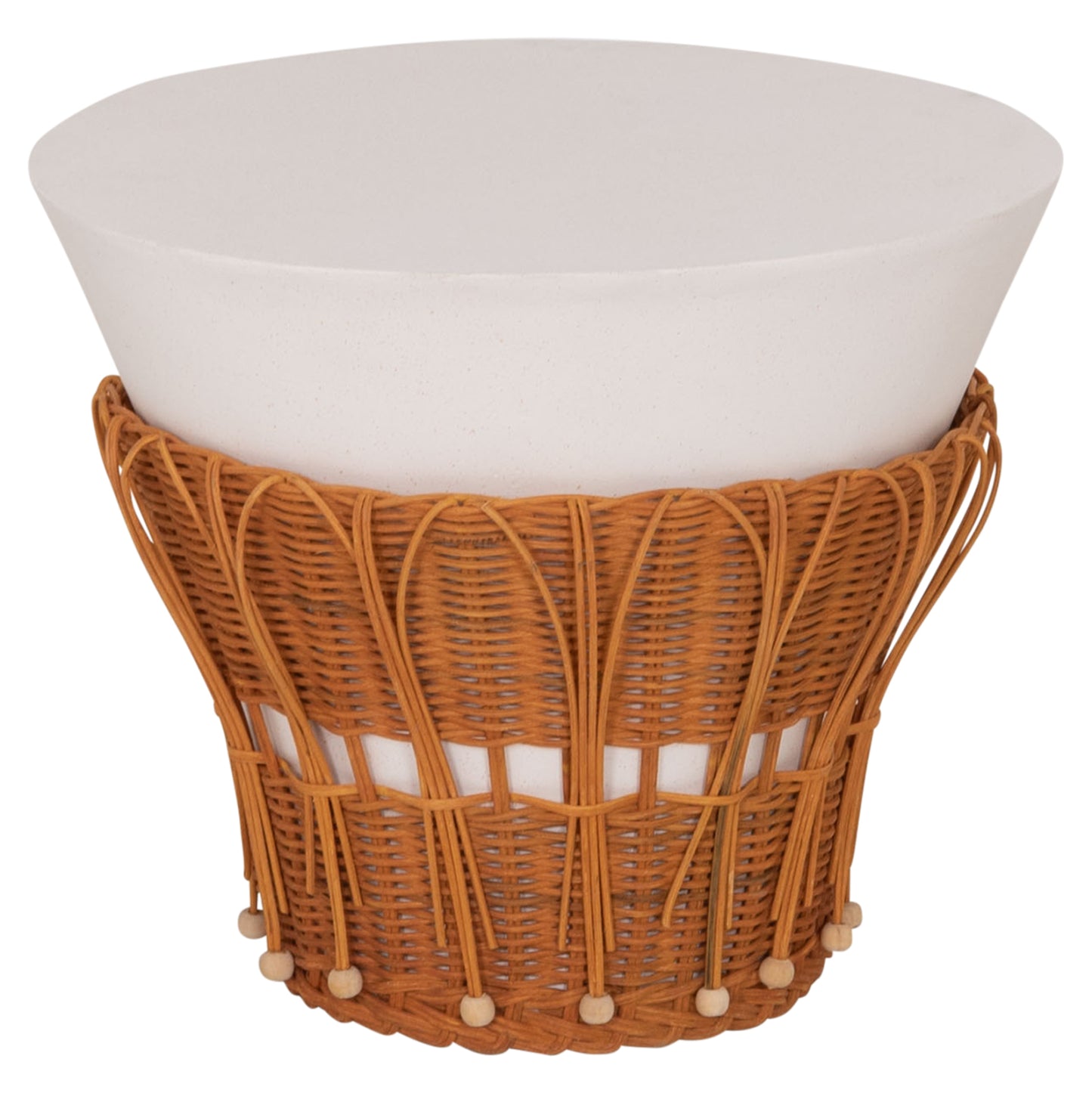 ΤΡΑΠΕΖΙ ΒΟΗΘΗΤΙΚΟ PERRAL HM18164.02S FIBER CEMENT ΛΕΥΚΟ-ΦΥΣΙΚΟ RATTAN--Φ42x36Υεκ