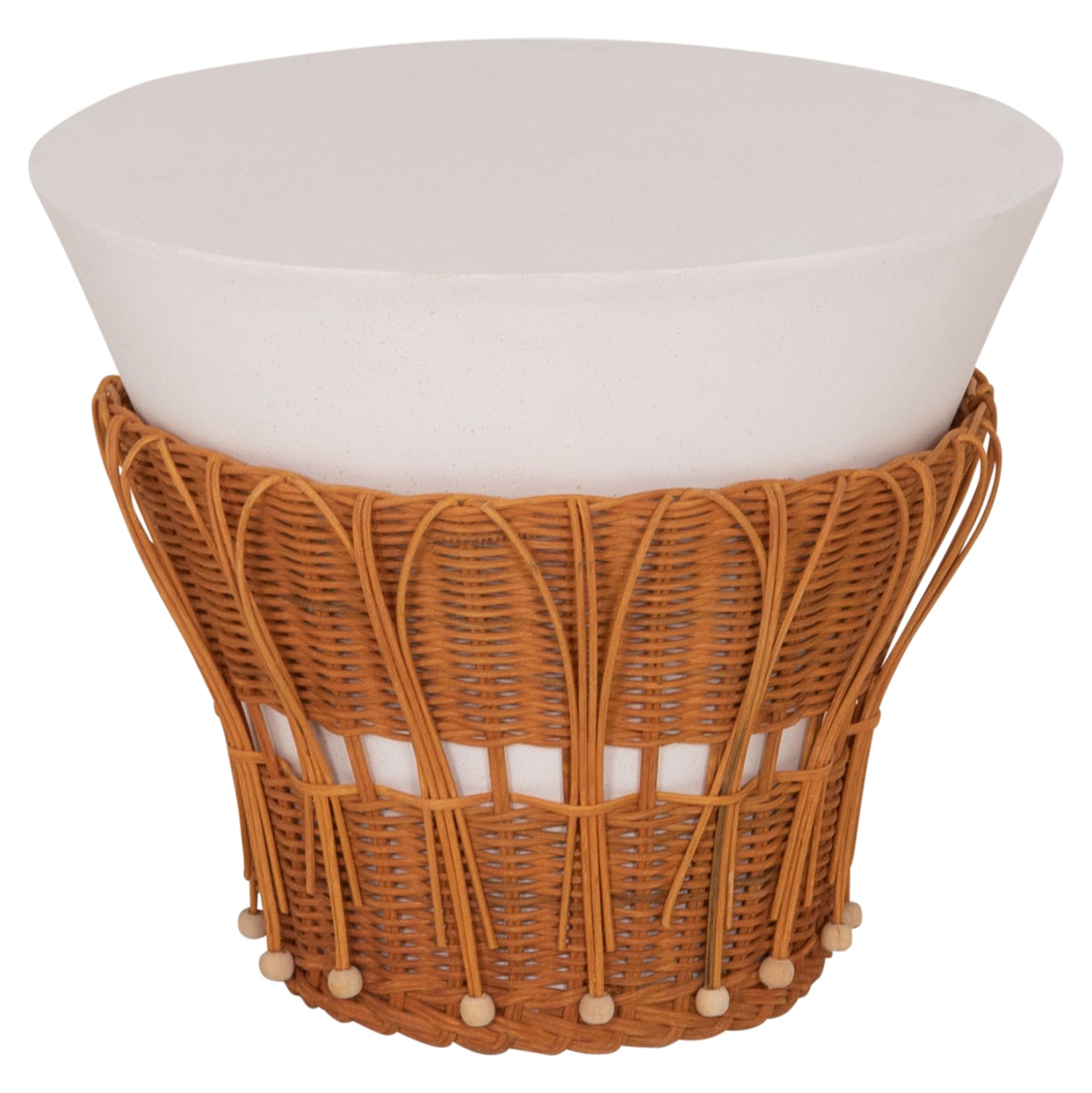 ΤΡΑΠΕΖΙ ΒΟΗΘΗΤΙΚΟ PERRAL HM18164.02S FIBER CEMENT ΛΕΥΚΟ-ΦΥΣΙΚΟ RATTAN--Φ42x36Υεκ