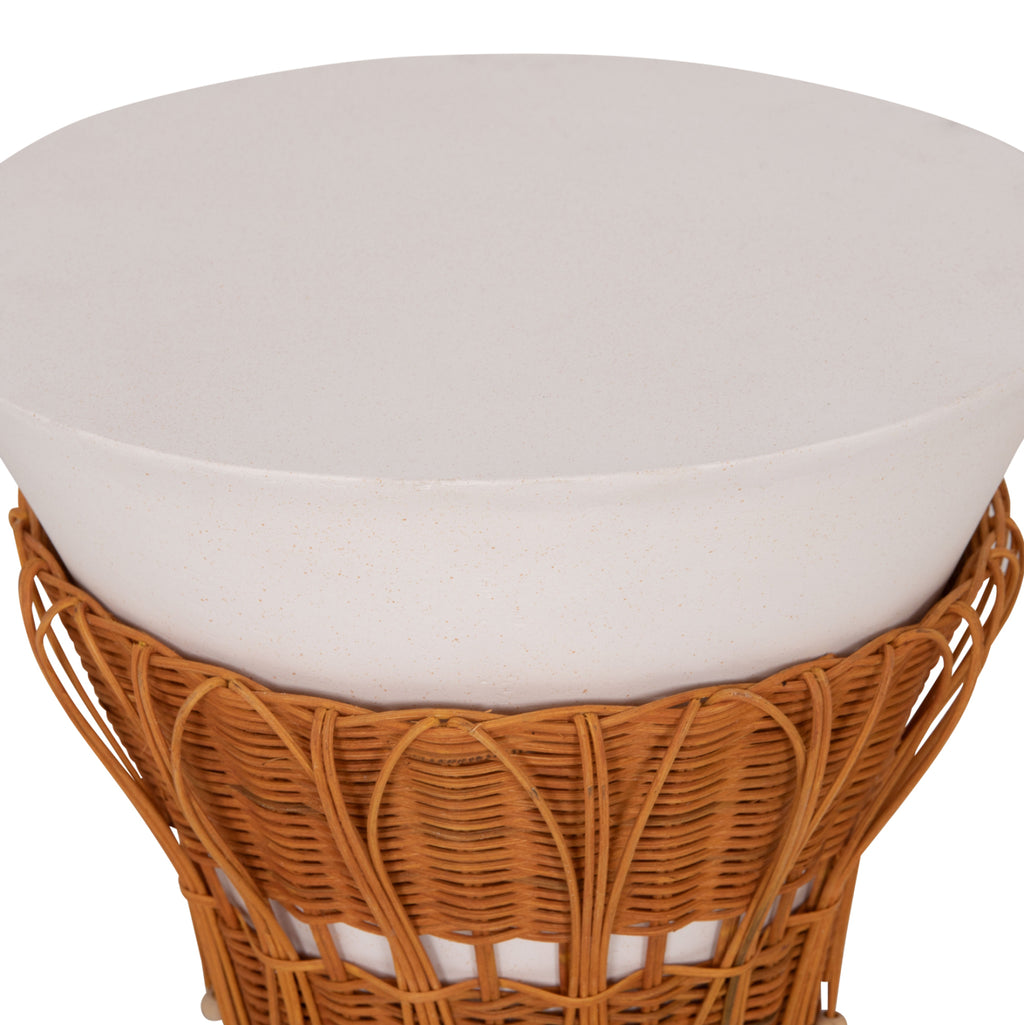 ΤΡΑΠΕΖΙ ΒΟΗΘΗΤΙΚΟ PERRAL HM18164.02S FIBER CEMENT ΛΕΥΚΟ-ΦΥΣΙΚΟ RATTAN--Φ42x36Υεκ