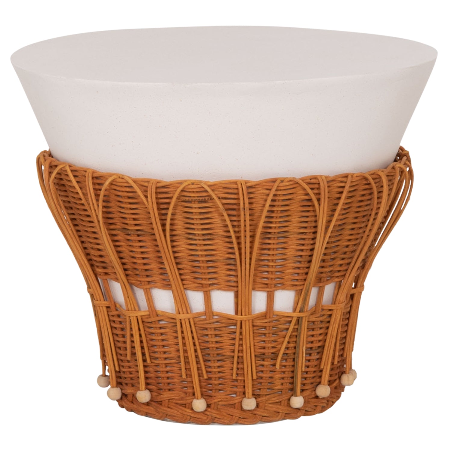 ΤΡΑΠΕΖΙ ΒΟΗΘΗΤΙΚΟ PERRAL HM18164.02S FIBER CEMENT ΛΕΥΚΟ-ΦΥΣΙΚΟ RATTAN--Φ42x36Υεκ