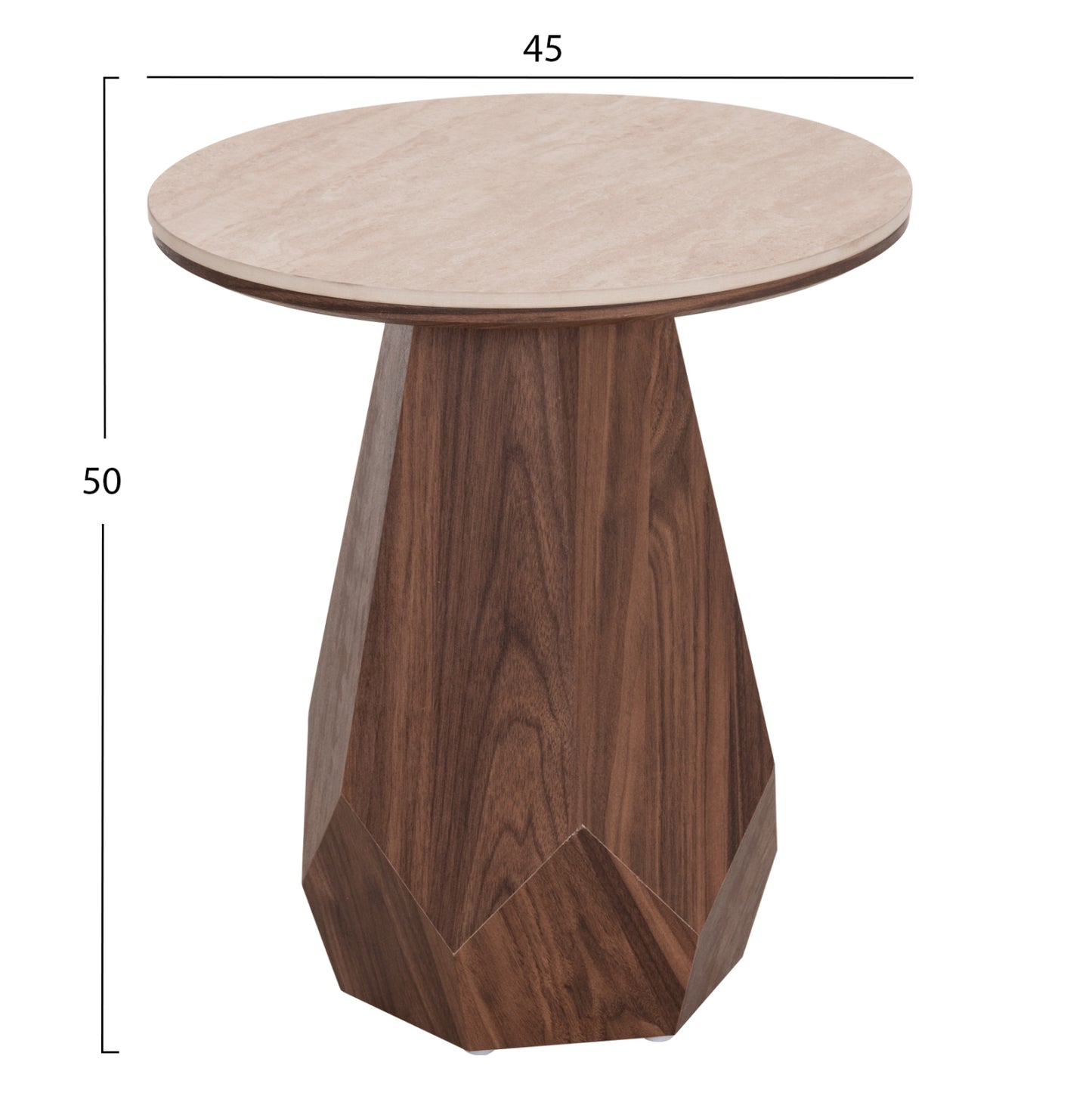 ΤΡΑΠΕΖΙ ΒΟΗΘΗΤΙΚΟ VENERA HM18442 ΚΕΡΑΜΙΚΟ TOP ΟΨΗ ΤΡΑΒΕΡΤΙΝΑΣ-MDF ΚΑΡΥΔΙ Φ45x50Υεκ.