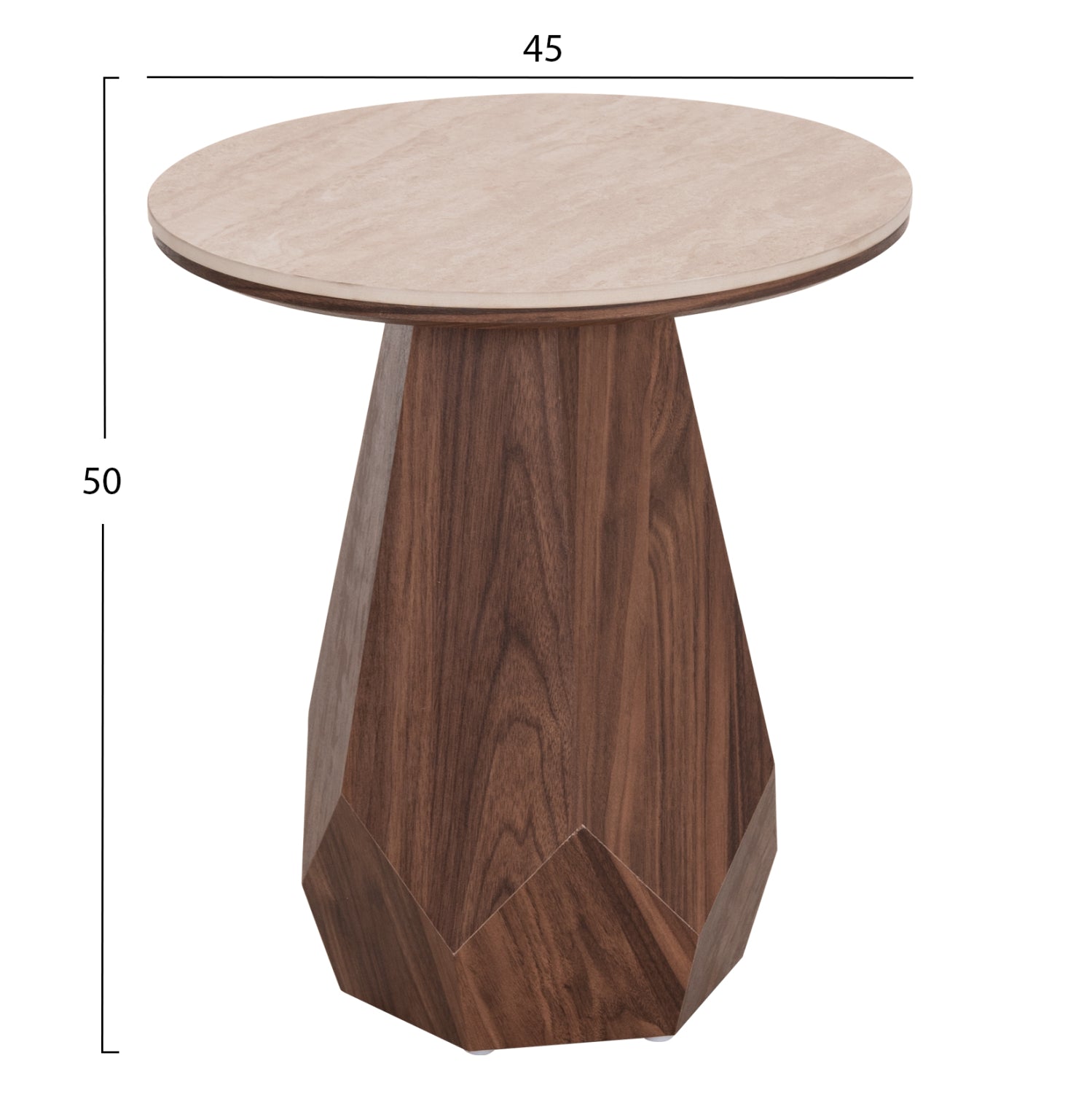 ΤΡΑΠΕΖΙ ΒΟΗΘΗΤΙΚΟ VENERA HM18442 ΚΕΡΑΜΙΚΟ TOP ΟΨΗ ΤΡΑΒΕΡΤΙΝΑΣ-MDF ΚΑΡΥΔΙ Φ45x50Υεκ.