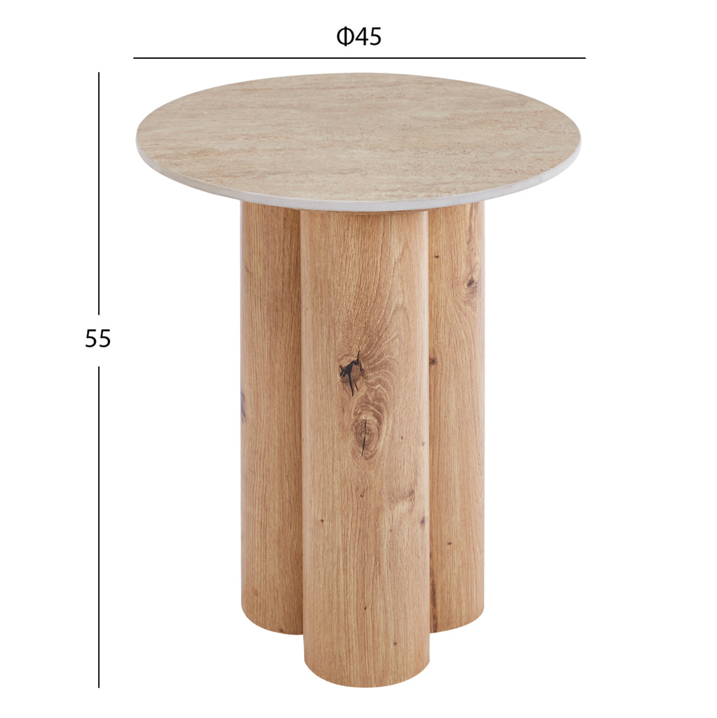 ΤΡΑΠΕΖΙ ΒΟΗΘΗΤΙΚΟ SILVA HM18444 ΚΕΡΑΜΙΚΟ TOP ΟΨΗ ΤΡΑΒΕΡΤΙΝΑΣ-MDF ΦΥΣΙΚΟ Φ45x55Υεκ.