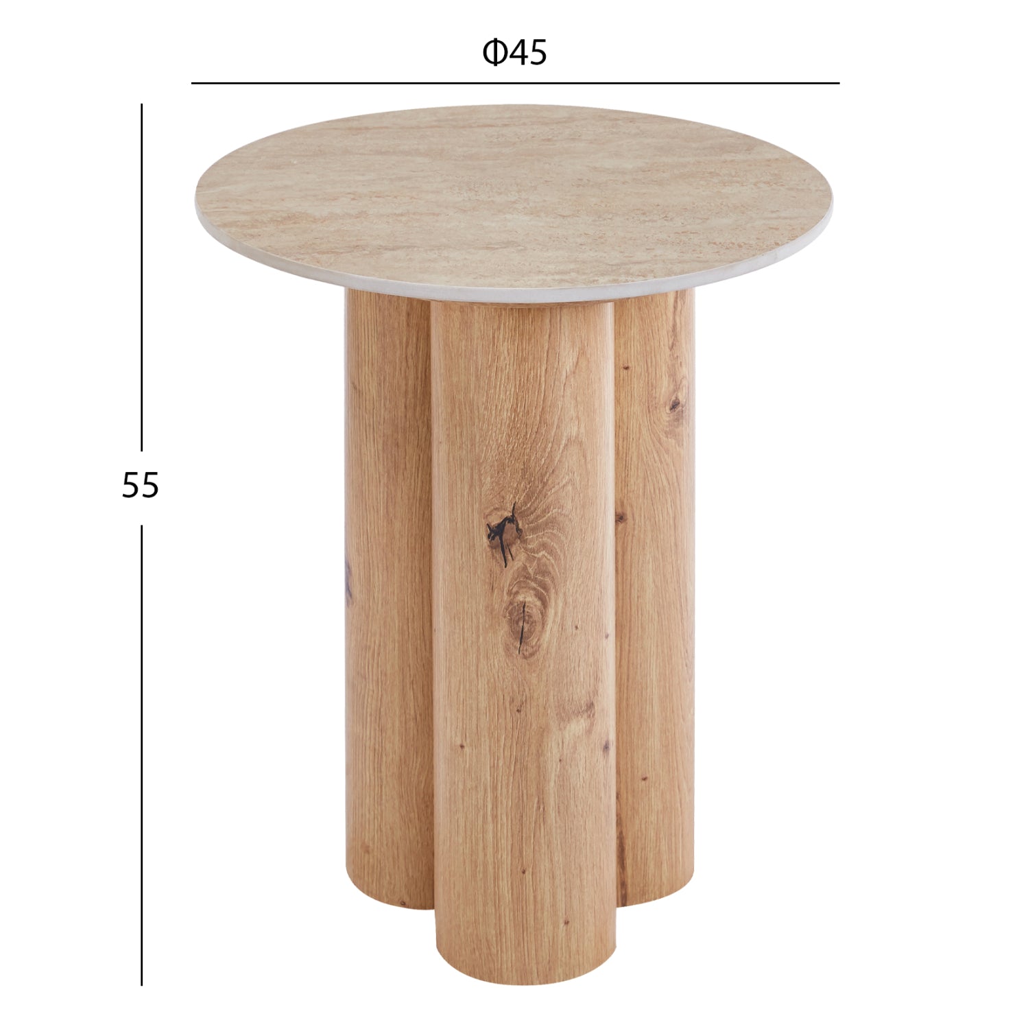 ΤΡΑΠΕΖΙ ΒΟΗΘΗΤΙΚΟ SILVA HM18444 ΚΕΡΑΜΙΚΟ TOP ΟΨΗ ΤΡΑΒΕΡΤΙΝΑΣ-MDF ΦΥΣΙΚΟ Φ45x55Υεκ.