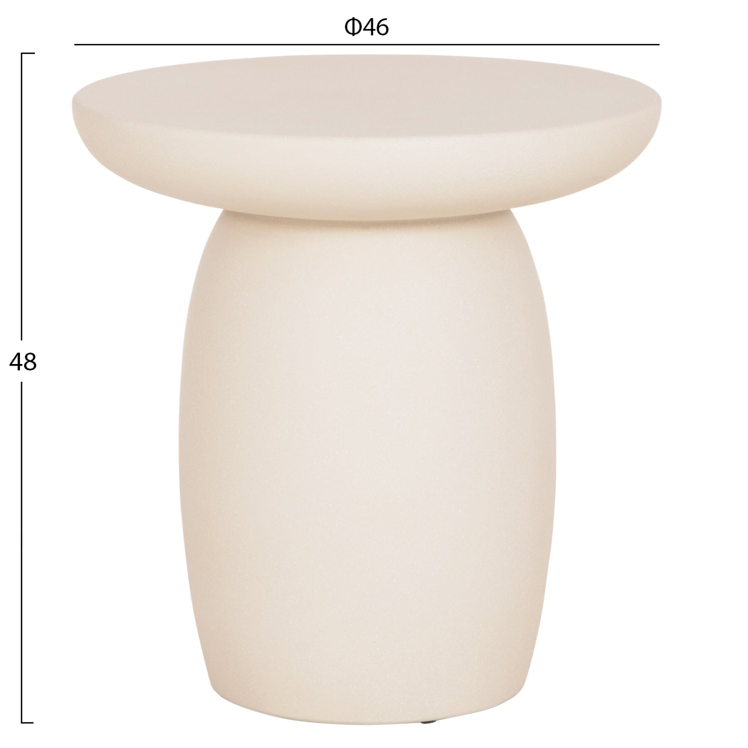 ΤΡΑΠΕΖΙ ΒΟΗΘΗΤΙΚΟ FIBER CEMENT ΣΤΡΟΓΓΥΛΟ HIKARI HM6593.02 ΜΠΕΖ Φ46x48Υεκ.