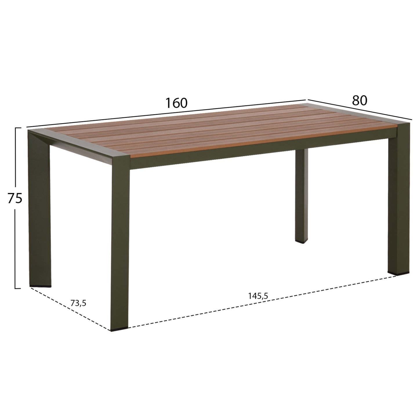 ΤΡΑΠΕΖΙ ΕΞΩΤ.ΧΩΡΟΥ GOYA HM6059.07 ΑΛΟΥΜΙΝΙΟ ΣE OLIVE GREEN & POLYWOOD 160X80Χ75Υεκ.