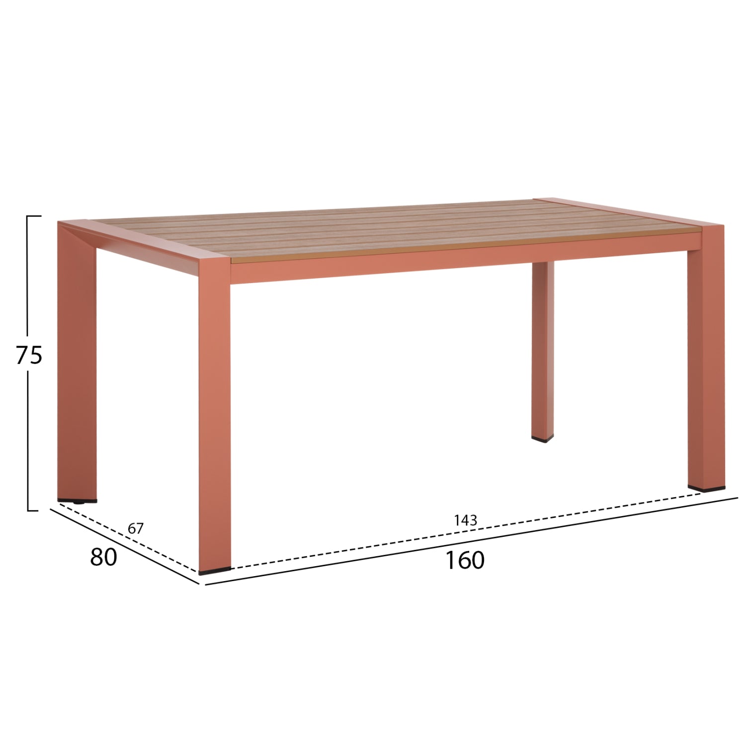 ΤΡΑΠΕΖΙ ΕΞΩΤ.ΧΩΡΟΥ GOYA HM6059.08 ΑΛΟΥΜΙΝΙΟ ΣE TERRACOTTA & POLYWOOD 160X80Χ75Υεκ.