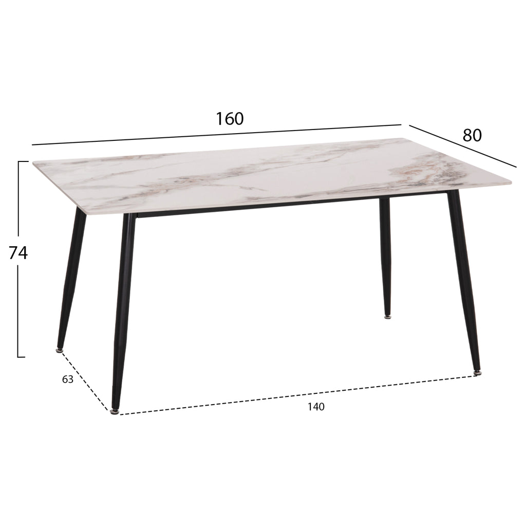ΤΡΑΠΕΖΙ RAVEN HM18150.04 ΚΕΡΑΜΙΚΟ TOP ΜΕ ΟΨΗ ΛΕΥΚΟ/ΚΑΦΕ ΜΑΡΜΑΡΟ 160x80x74Υεκ.