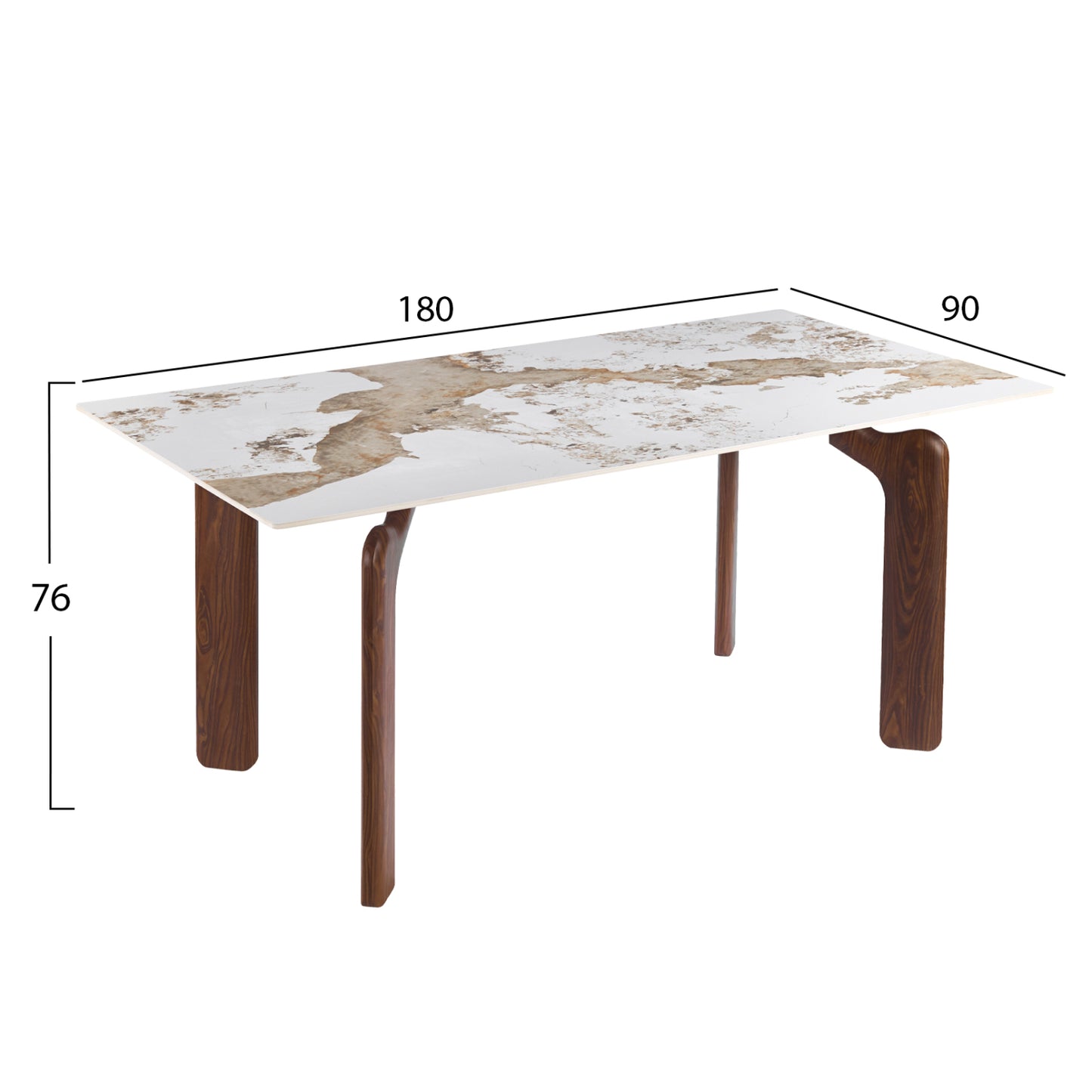 ΤΡΑΠΕΖΙ DALLE HM18479.01 MDF TOP ΟΨΗ ΜΑΡΜΑΡΟΥ-ΜΕΤΑΛ.ΠΟΔΙΑ ΚΑΡΥΔΙ 180x90x76Υεκ