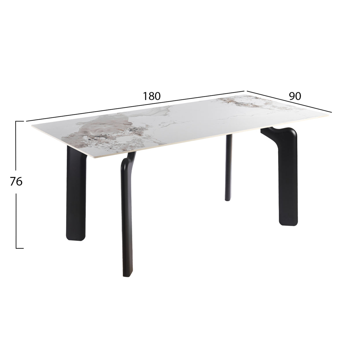 ΤΡΑΠΕΖΙ DALLE HM18479.03 MDF TOP ΟΨΗ ΜΑΡΜΑΡΟΥ-ΜΕΤΑΛ.ΠΟΔΙΑ ΣΕ ΜΑΥΡΟ 180x90x76Υεκ