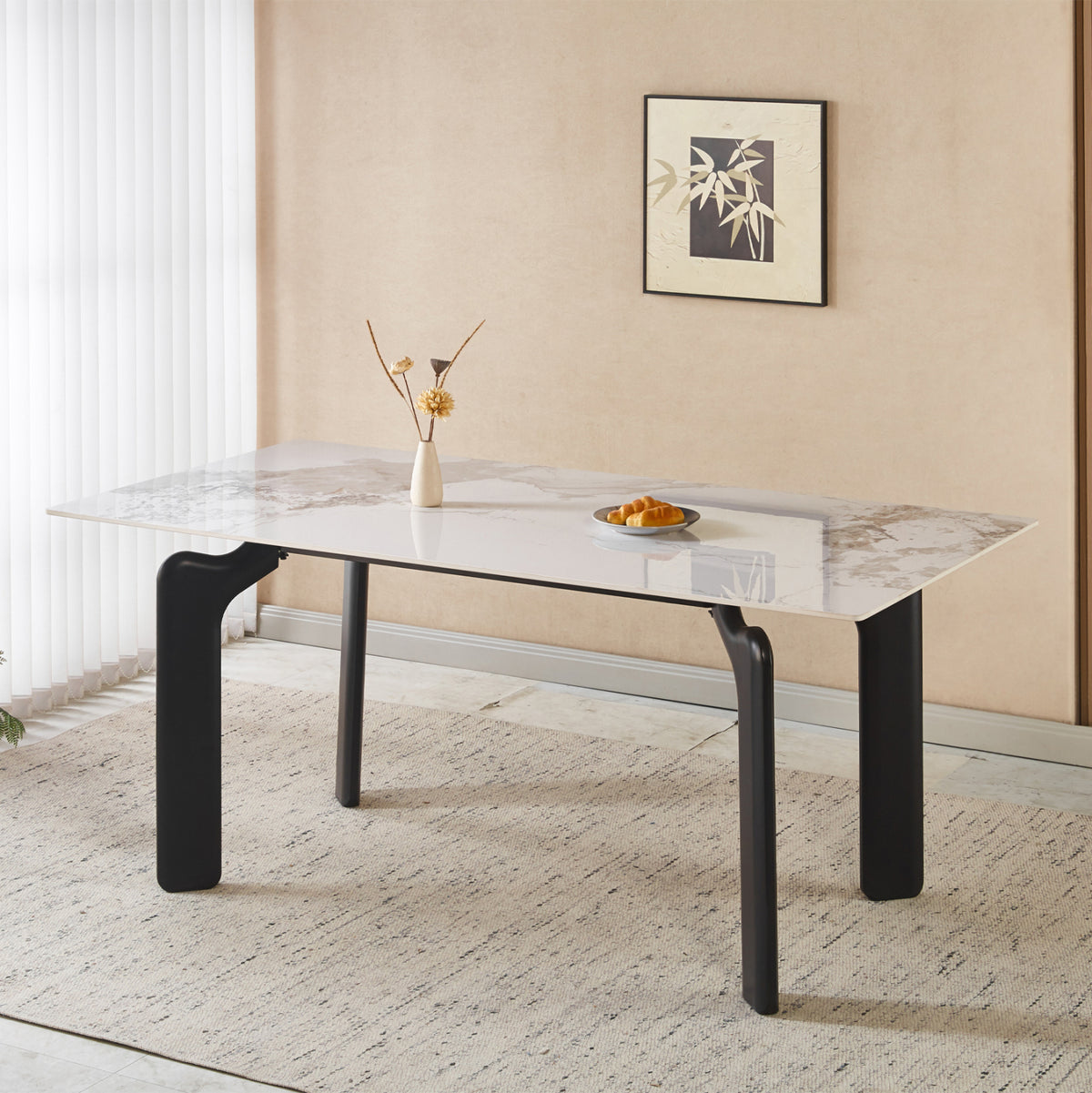 ΤΡΑΠΕΖΙ DALLE HM18479.03 MDF TOP ΟΨΗ ΜΑΡΜΑΡΟΥ-ΜΕΤΑΛ.ΠΟΔΙΑ ΣΕ ΜΑΥΡΟ 180x90x76Υεκ
