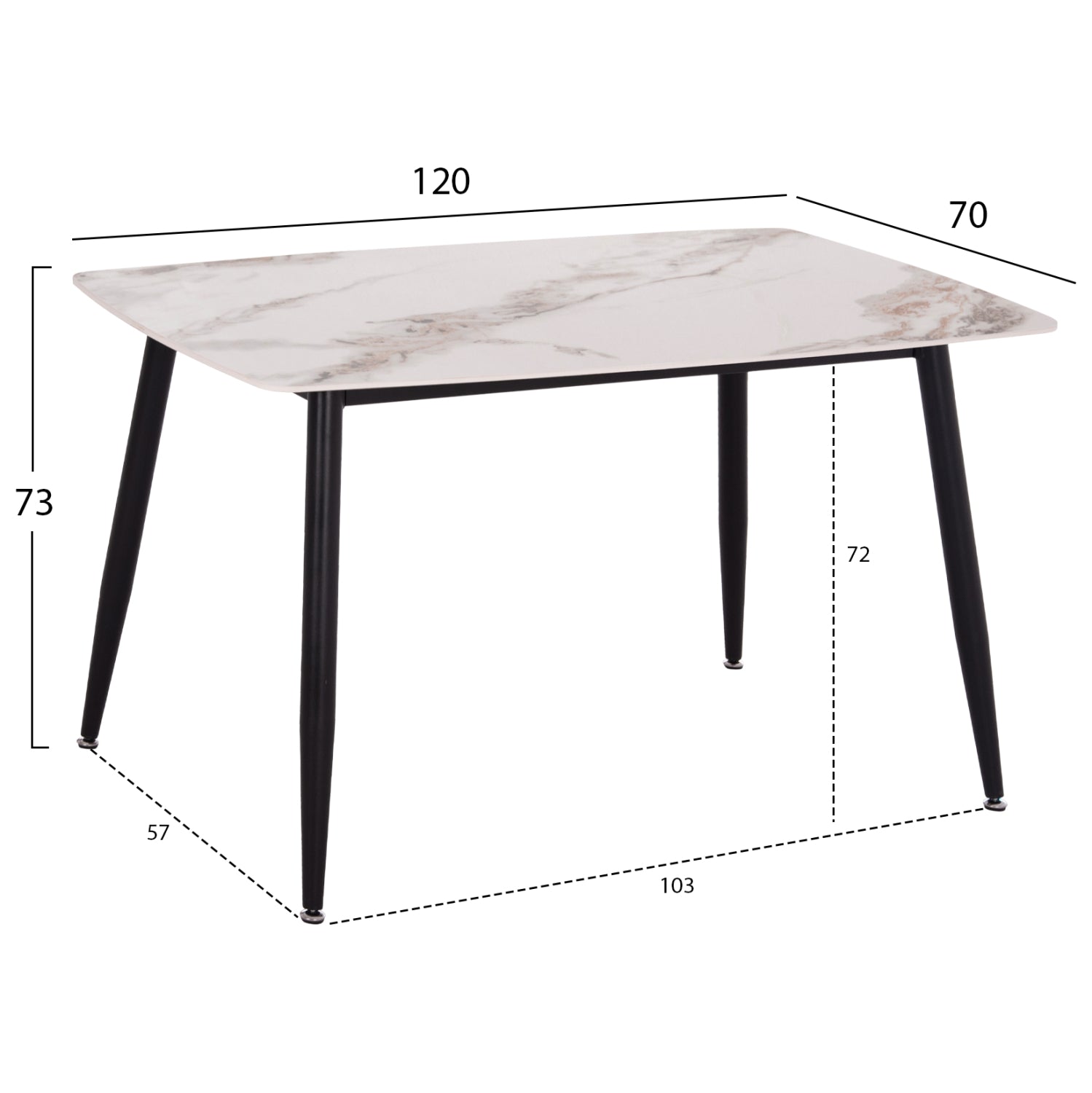 ΤΡΑΠΕΖΙ RAVEN HM9854.04 ΚΕΡΑΜΙΚΟ TOP ΜΕ ΟΨΗ ΜΑΡΜΑΡΟΥ τ.CALACATTA 120x70x73Υεκ.