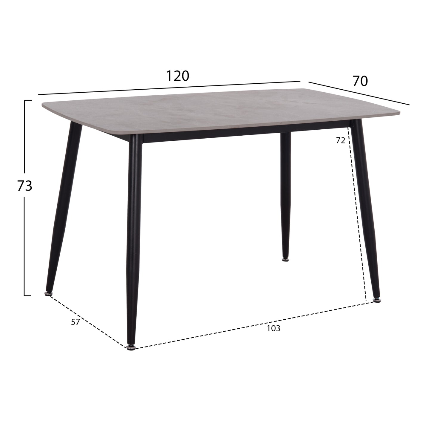 ΤΡΑΠΕΖΙ RAVEN HM9854.13 ΚΕΡΑΜΙΚΟ TOP ΓΚΡΙ ΜΑΡΜΑΡΟ-ΜΑΥΡΟ ΜΕΤΑΛΛΟ 120x70x73Υεκ.