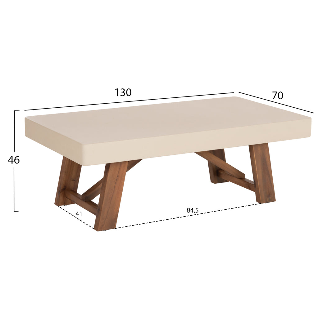 ΤΡΑΠΕΖΙ ΜΕΣΗΣ FIBER CEMENT & ΞΥΛΟ ΑΚΑΚΙΑΣ MAEVE HM6595.02 ΜΠΕΖ  130x70x46Υεκ.