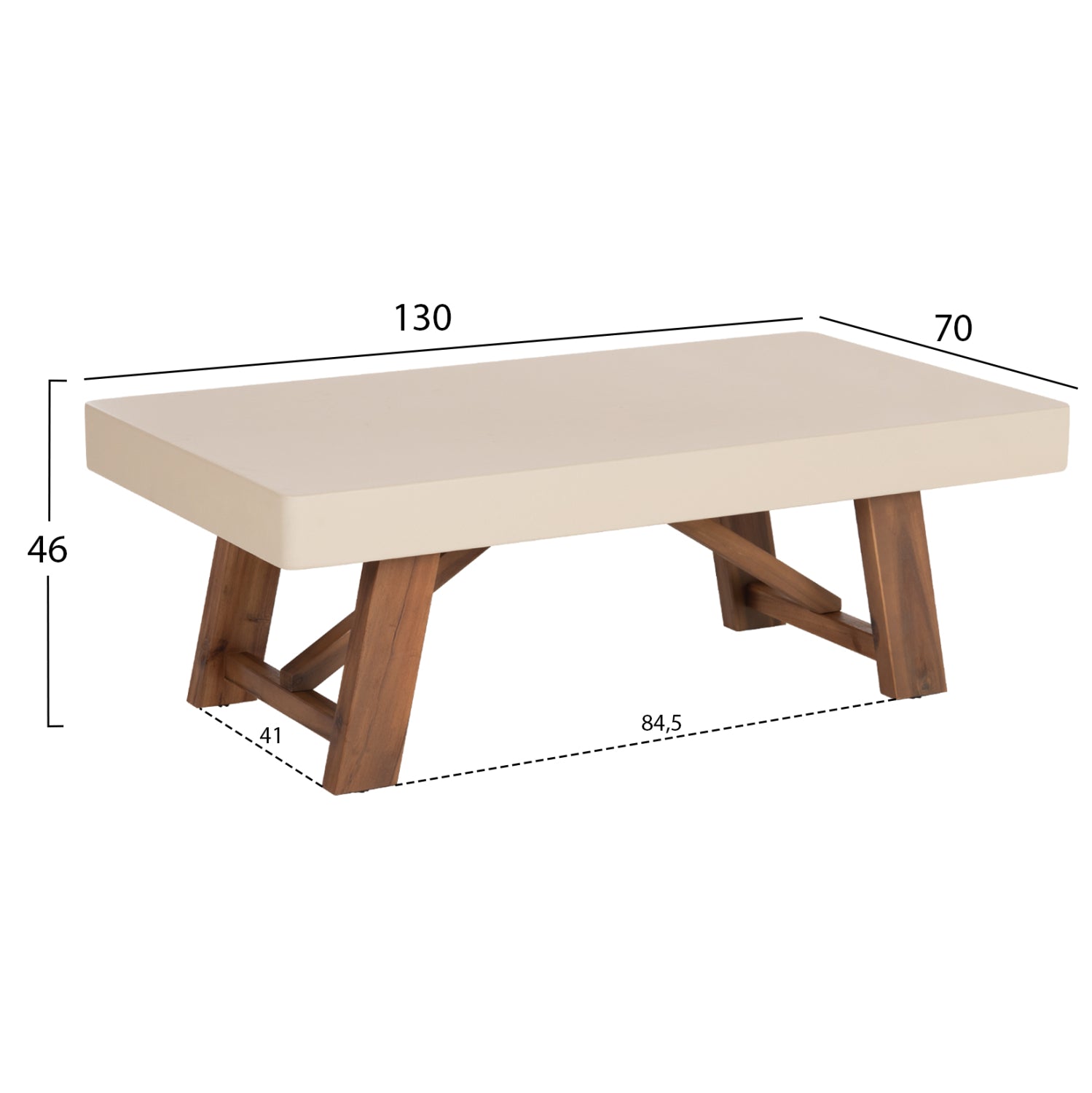 ΤΡΑΠΕΖΙ ΜΕΣΗΣ FIBER CEMENT & ΞΥΛΟ ΑΚΑΚΙΑΣ MAEVE HM6595.02 ΜΠΕΖ  130x70x46Υεκ.