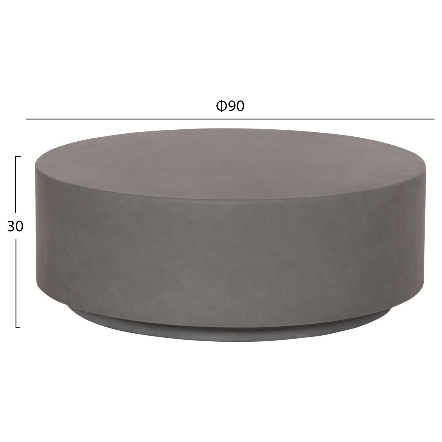 ΤΡΑΠΕΖΙ ΜΕΣΗΣ FIBER CEMENT ΣΤΡΟΓΓΥΛΟ KYOKO HM6579.01 ΓΚΡΙ Φ90x30Υεκ.