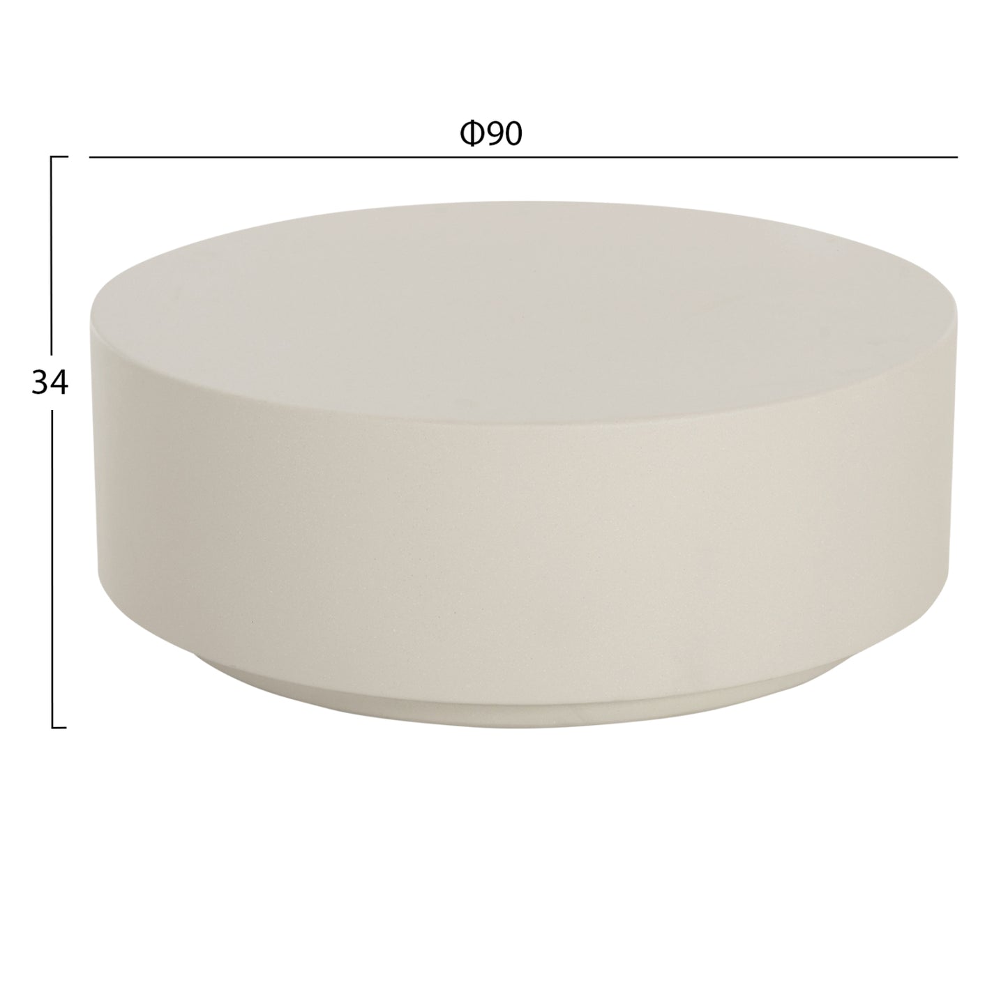 ΤΡΑΠΕΖΙ ΜΕΣΗΣ FIBER CEMENT ΣΤΡΟΓΓΥΛΟ KYOKO HM6579.02 ΜΠΕΖ Φ90x34Υεκ.
