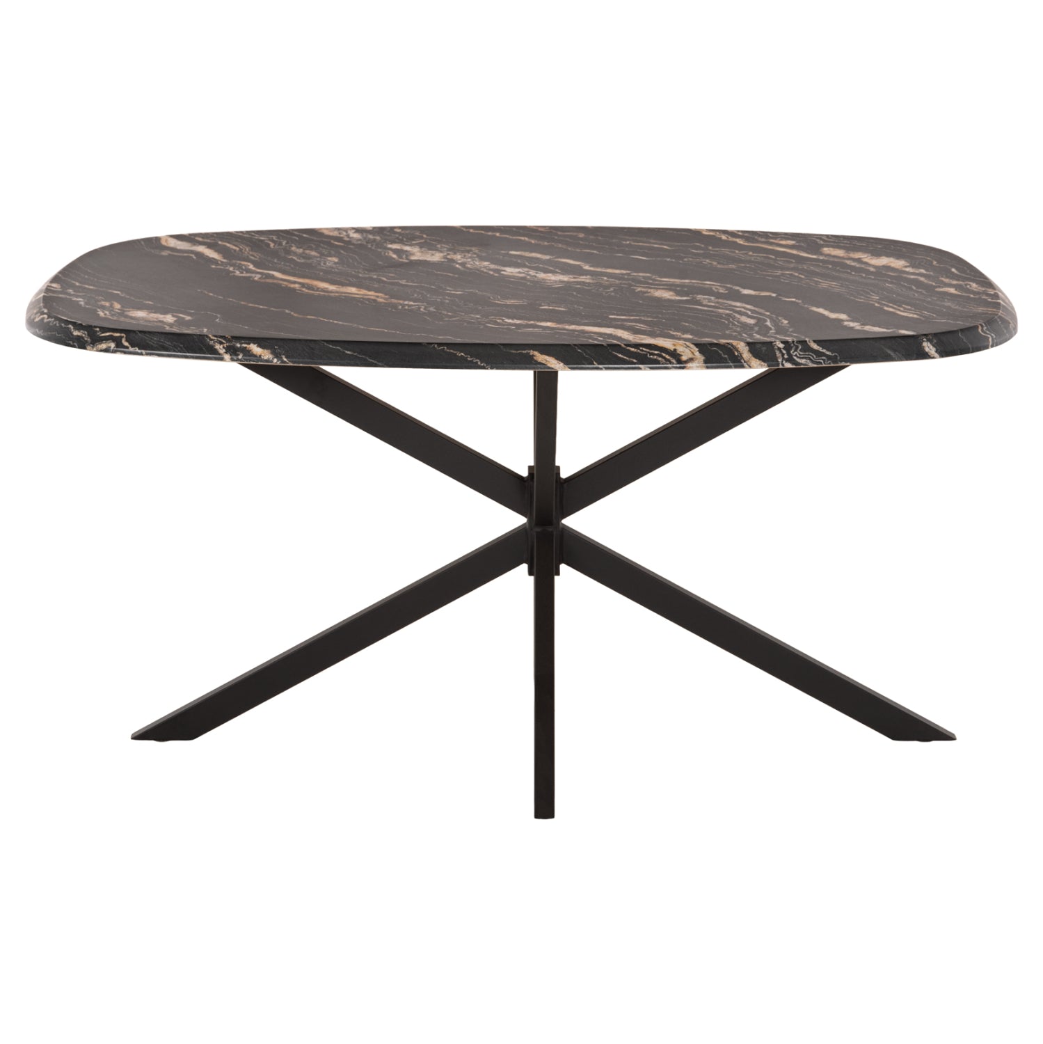 ΤΡΑΠΕΖΙ ΟΒΑΛ RODDEN HM11903.02 ΜΕ WERZALIT BLACK/GOLD MARBLE-ΜΑΥΡΗ ΒΑΣΗ 146x94x75Υεκ