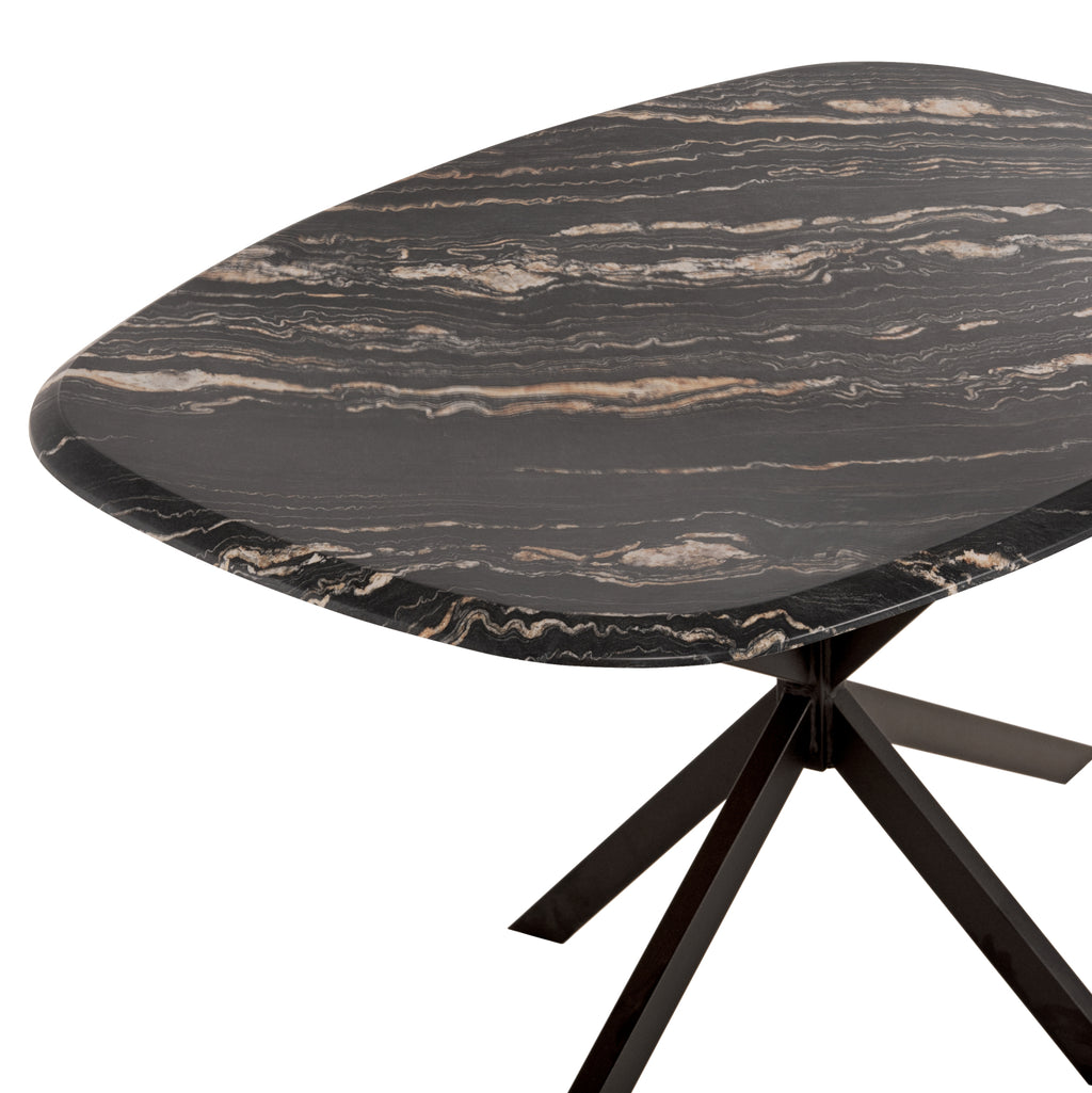 ΤΡΑΠΕΖΙ ΟΒΑΛ RODDEN HM11903.02 ΜΕ WERZALIT BLACK/GOLD MARBLE-ΜΑΥΡΗ ΒΑΣΗ 146x94x75Υεκ