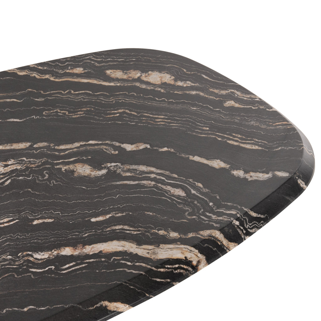 ΤΡΑΠΕΖΙ ΟΒΑΛ RODDEN HM11903.02 ΜΕ WERZALIT BLACK/GOLD MARBLE-ΜΑΥΡΗ ΒΑΣΗ 146x94x75Υεκ