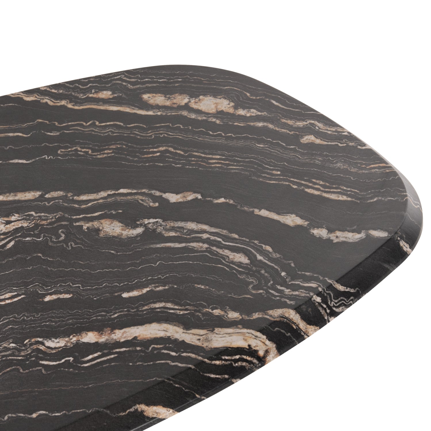 ΤΡΑΠΕΖΙ ΟΒΑΛ RODDEN HM11903.02 ΜΕ WERZALIT BLACK/GOLD MARBLE-ΜΑΥΡΗ ΒΑΣΗ 146x94x75Υεκ