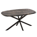ΤΡΑΠΕΖΙ ΟΒΑΛ RODDEN HM11903.02 ΜΕ WERZALIT BLACK/GOLD MARBLE-ΜΑΥΡΗ ΒΑΣΗ 146x94x75Υεκ