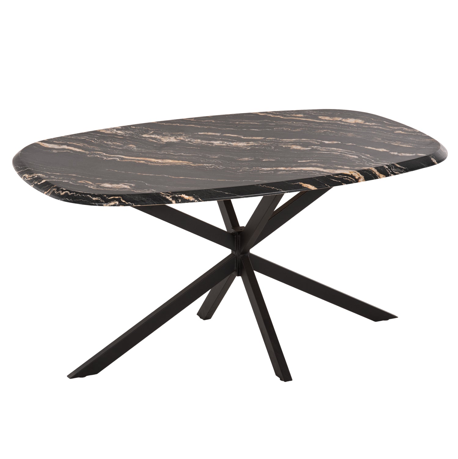 ΤΡΑΠΕΖΙ ΟΒΑΛ RODDEN HM11903.02 ΜΕ WERZALIT BLACK/GOLD MARBLE-ΜΑΥΡΗ ΒΑΣΗ 146x94x75Υεκ