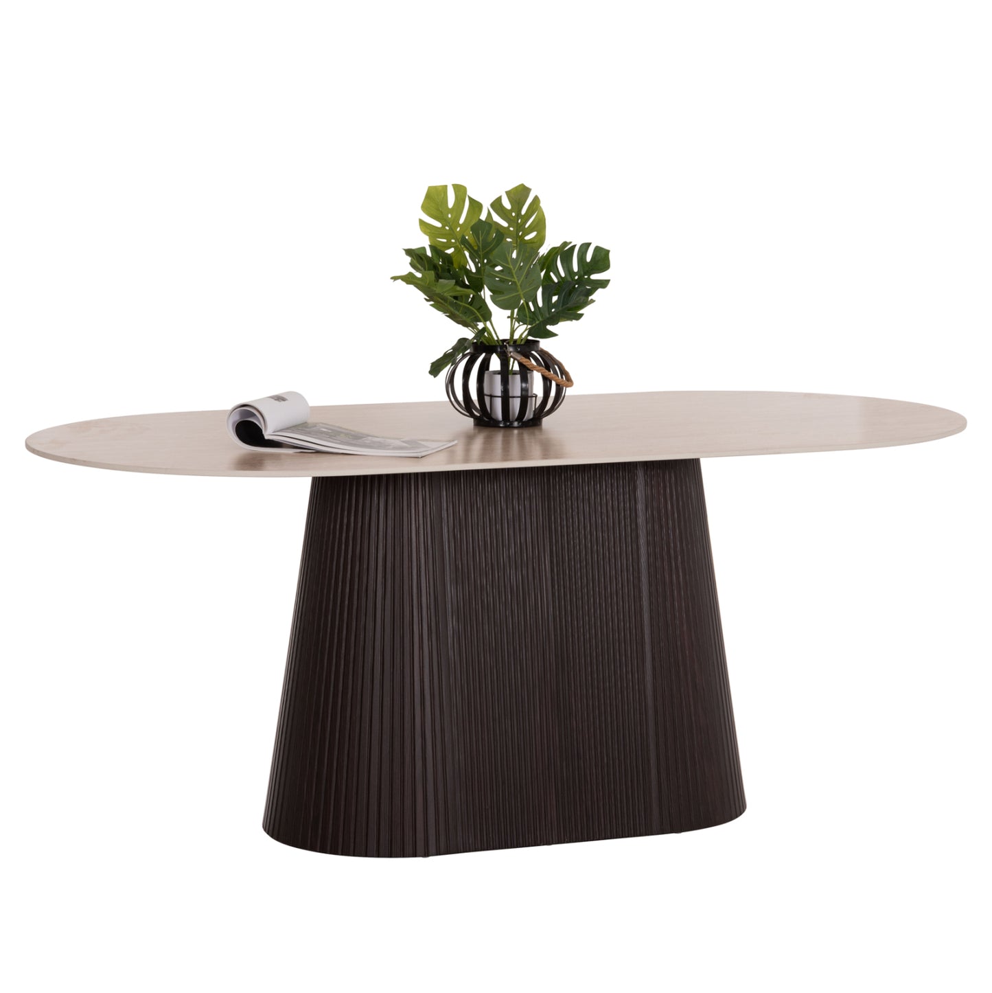 ΤΡΑΠΕΖΙ ΟΒΑΛ CATER HM18320 ΚΕΡΑΜΙΚΟ TOP ΟΨΗ ΤΡΑΒΕΡΤΙΝΑΣ-MDF ΒΑΣΗ 180x90x74Υεκ