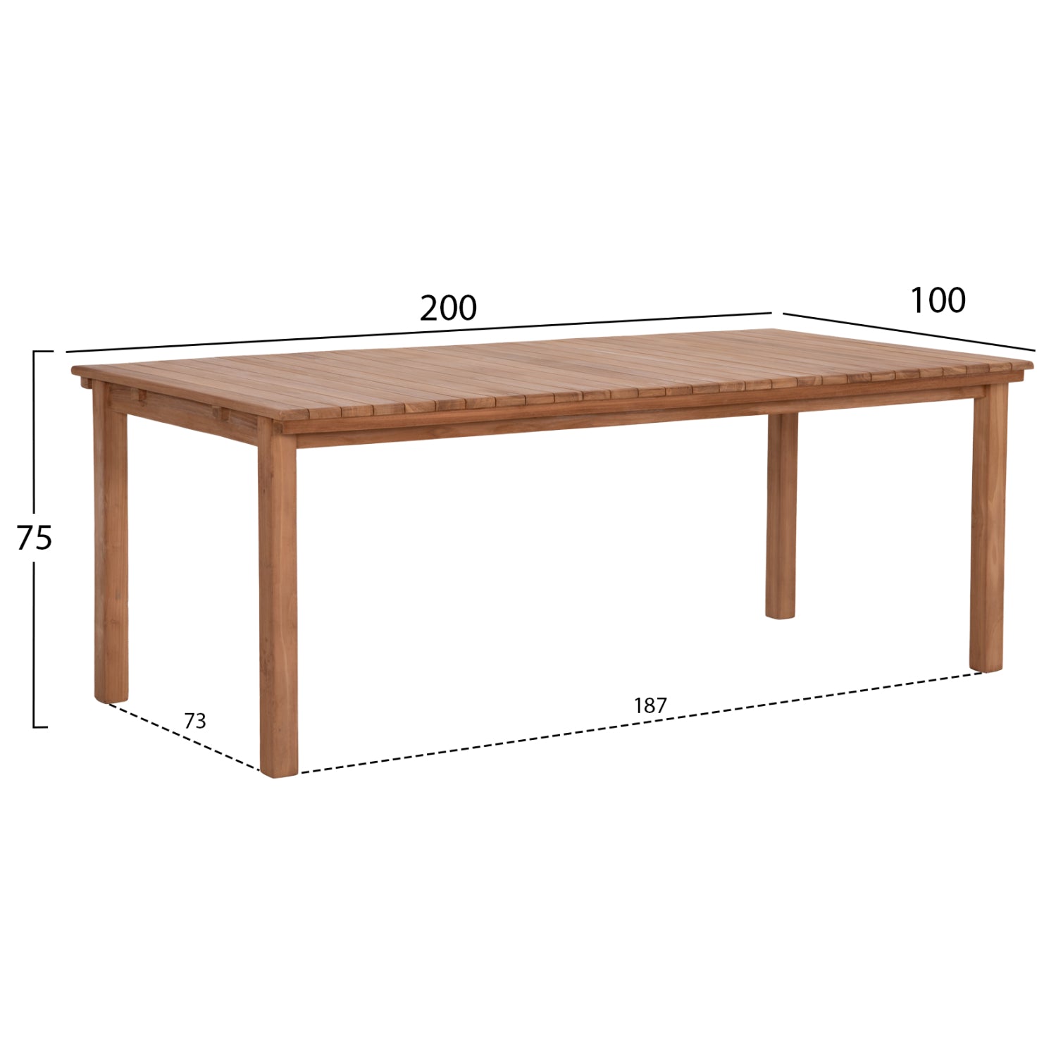ΤΡΑΠΕΖΙ ΟΡΘΟΓΩΝΙΟ FINTO HM6616 ΞΥΛΟ TEAK--ΦΥΣΙΚΟ 200x100x75Υεκ.