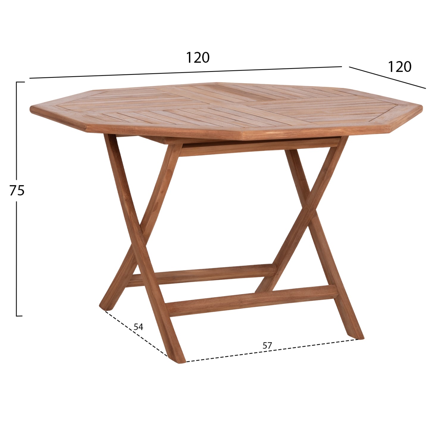 ΤΡΑΠΕΖΙ ΠΟΛΥΓΩΝΟ ΠΤΥΣΣΟΜΕΝΟ KARLIN HM6618 ΞΥΛΟ TEAK ΣΕ ΦΥΣΙΚΟ ΧΡΩΜΑ 120x120x75Yεκ.