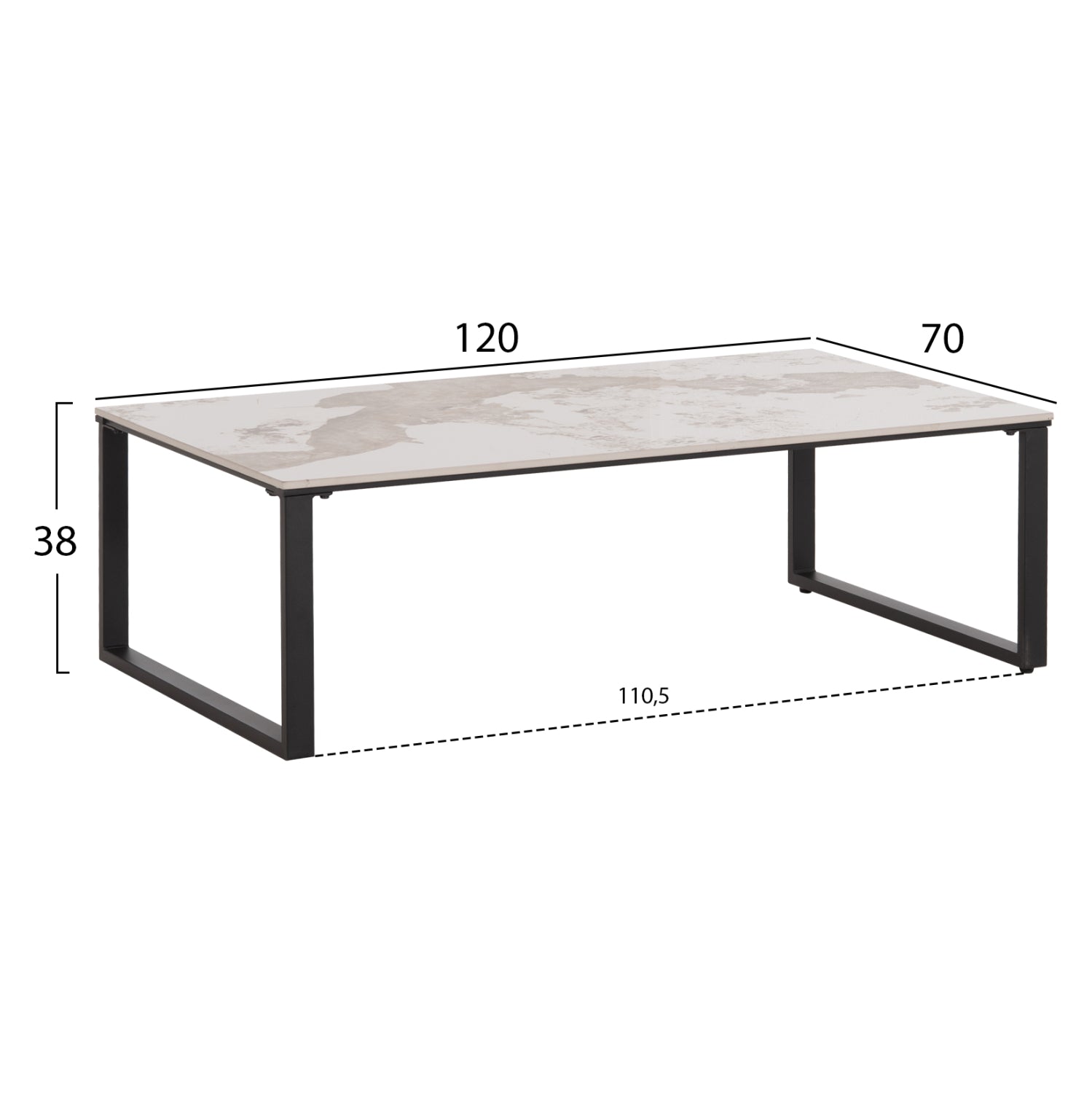 ΤΡΑΠΕΖΙ ΣΑΛΟΝΙΟΥ 2ΤΜΧ TERREN HM18365.01 ΜΕΤΑΛΛΟ--SINTERED STONE PANDORA 120x70x45Υεκ