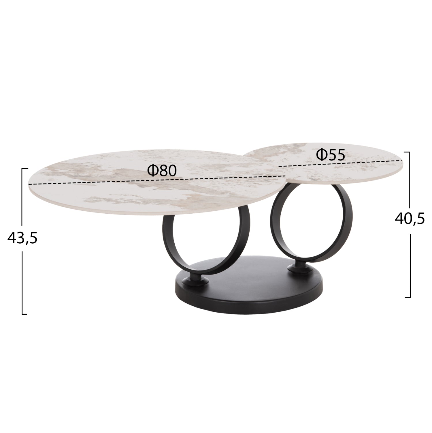 ΤΡΑΠΕΖΙ ΣΑΛΟΝΙΟΥ ΔΙΠΛΟ NUBISA HM18364.01 ΜΕΤΑΛΛΟ--SINTERED STONE PANDORA Φ80Χ43.5Υεκ