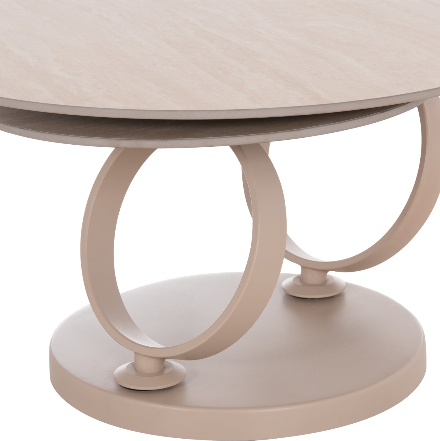 ΤΡΑΠΕΖΙ ΣΑΛΟΝΙΟΥ ΔΙΠΛΟ NUBISA HM18364.02 ΜΕΤΑΛΛΟ ΜΠΕΖ--SINTERED STONE Φ80Χ43.5Υεκ