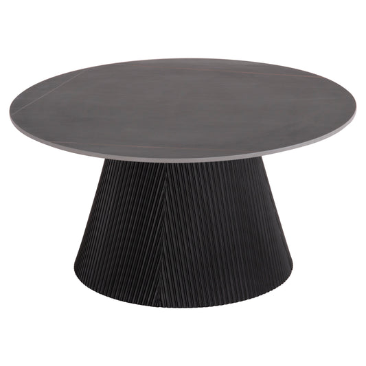 ΤΡΑΠΕΖΙ ΣΑΛΟΝΙΟΥ DUNCAN HM18022.01 ΚΕΡΑΜΙΚΟ TOP-MDF ΒΑΣΗ-ΜΑΥΡΟ Φ80x41Υεκ.