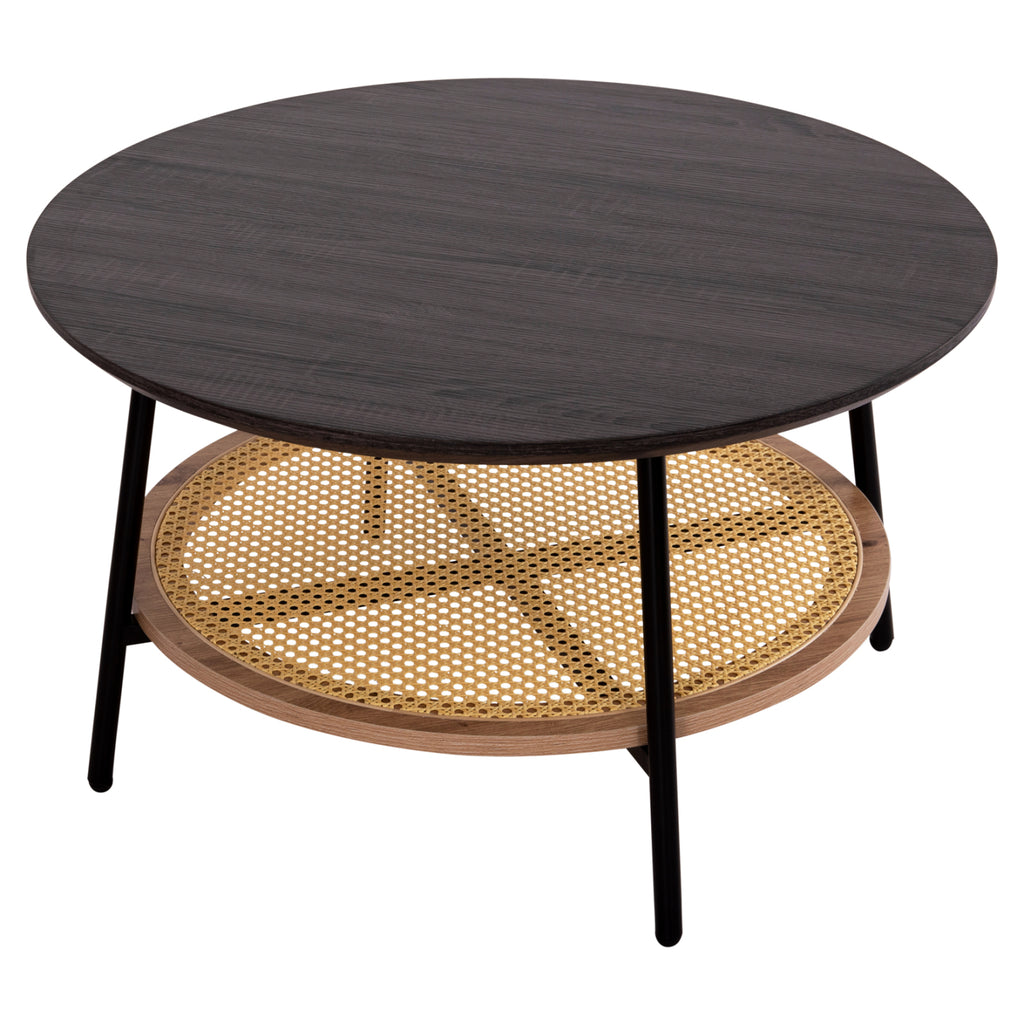 ΤΡΑΠΕΖΙ ΣΑΛΟΝΙΟΥ SEWELL HM18033 MDF ΣΕ ZEBRANO-ΜΕΤΑΛΛΙΚΑ ΠΟΔΙΑ-WICKER Φ80x46,5Υεκ.