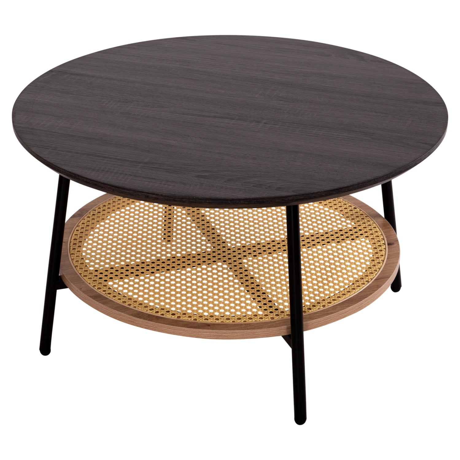 ΤΡΑΠΕΖΙ ΣΑΛΟΝΙΟΥ SEWELL HM18033 MDF ΣΕ ZEBRANO-ΜΕΤΑΛΛΙΚΑ ΠΟΔΙΑ-WICKER Φ80x46,5Υεκ.