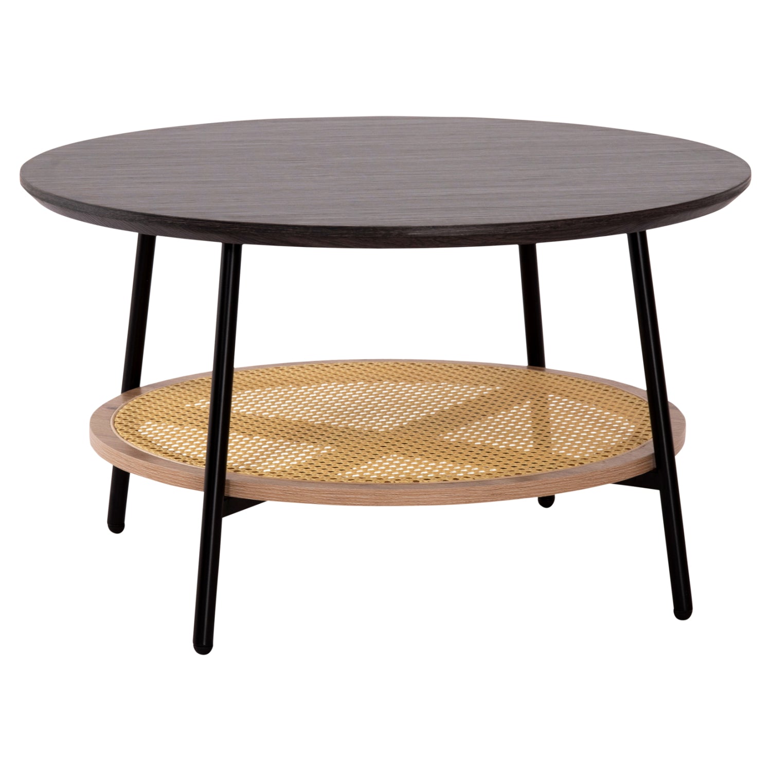 ΤΡΑΠΕΖΙ ΣΑΛΟΝΙΟΥ SEWELL HM18033 MDF ΣΕ ZEBRANO-ΜΕΤΑΛΛΙΚΑ ΠΟΔΙΑ-WICKER Φ80x46,5Υεκ.