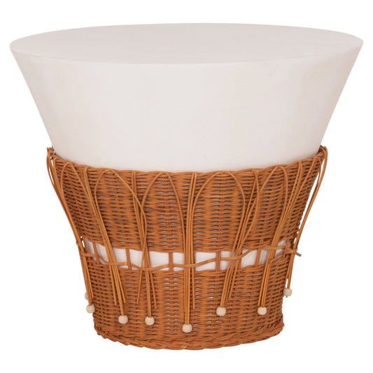 ΤΡΑΠΕΖΙ ΣΑΛΟΝΙΟΥ PERRAL HM18164.02L FIBER CEMENT ΛΕΥΚΟ-ΦΥΣΙΚΟ RATTAN--Φ55x45Υεκ