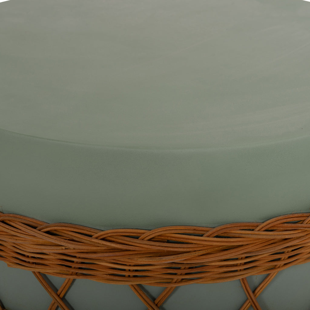 ΤΡΑΠΕΖΙ ΣΑΛΟΝΙΟΥ VILHENA HM18165 FIBER CEMENT ΠΡΑΣΙΝΟ-RATTAN ΦΥΣΙΚΟ Φ56x47Υεκ.
