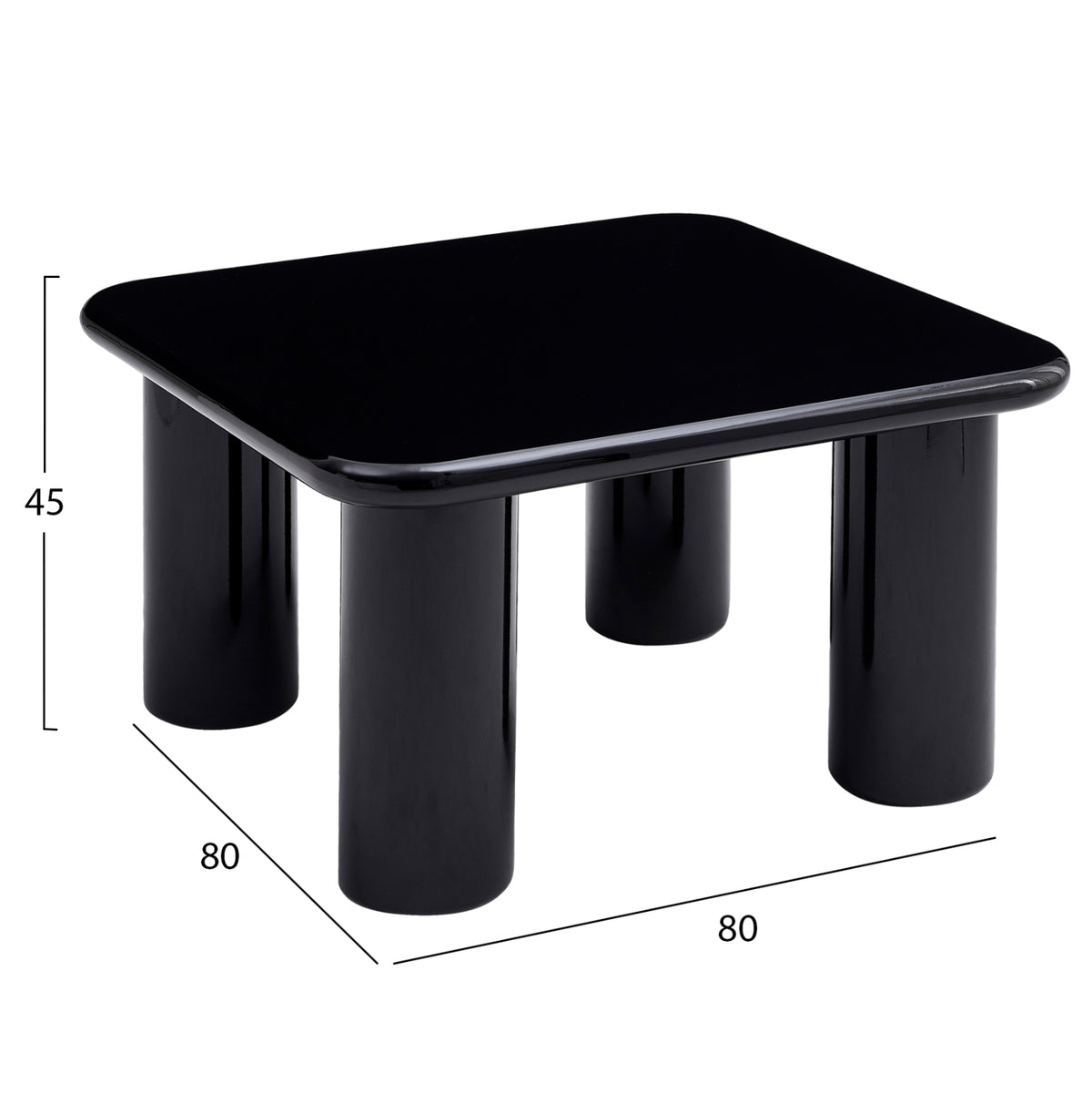 ΤΡΑΠΕΖΙ ΣΑΛΟΝΙΟΥ SOLNA HM18453.02 MDF ΣΕ GLOSSY ΜΑΥΡΟ 80x80x45Υεκ
