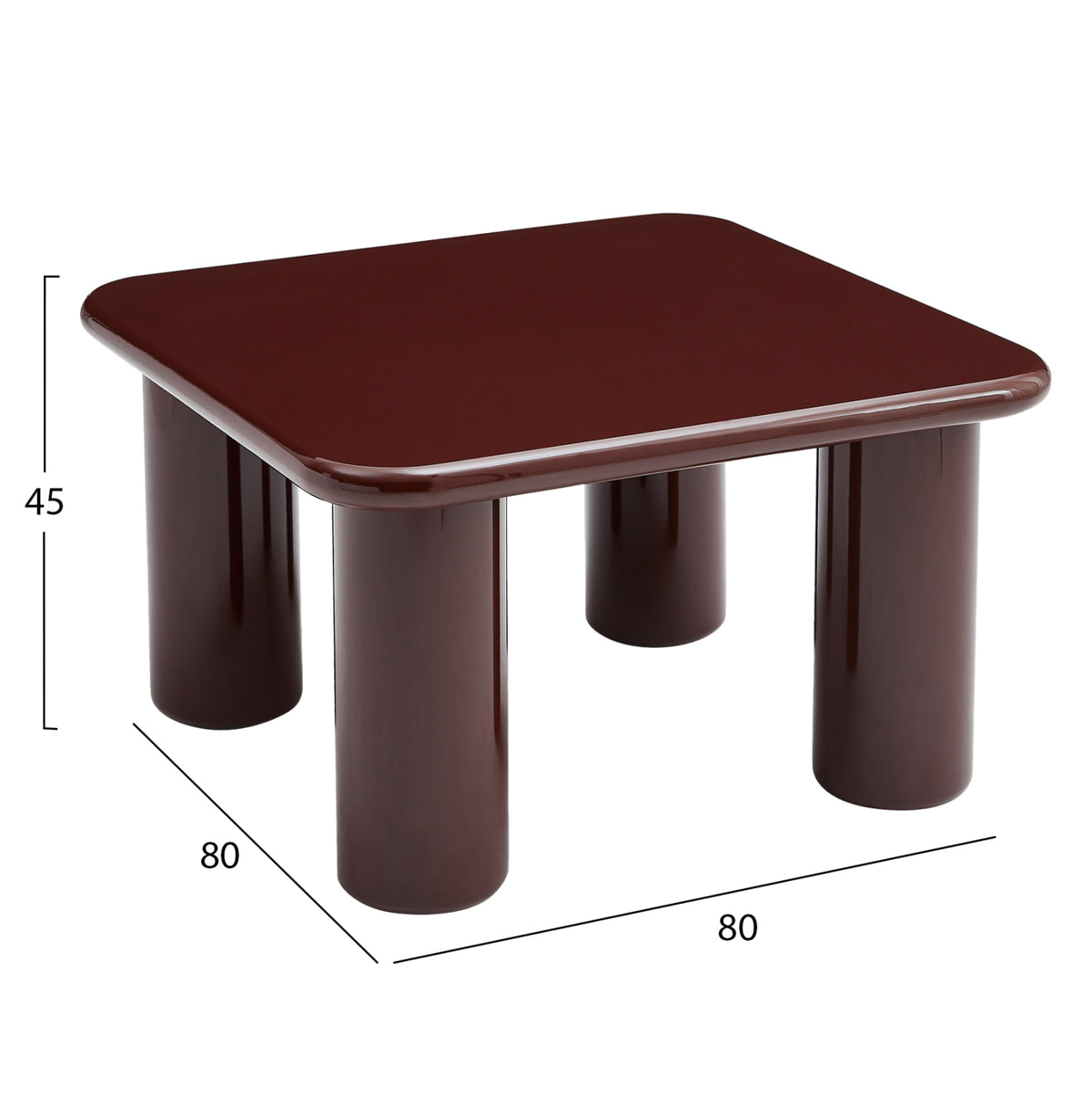 ΤΡΑΠΕΖΙ ΣΑΛΟΝΙΟΥ SOLNA HM18453.06 MDF ΣΕ GLOSSY ΚΟΚΚΙΝΟ 80x80x45Υεκ