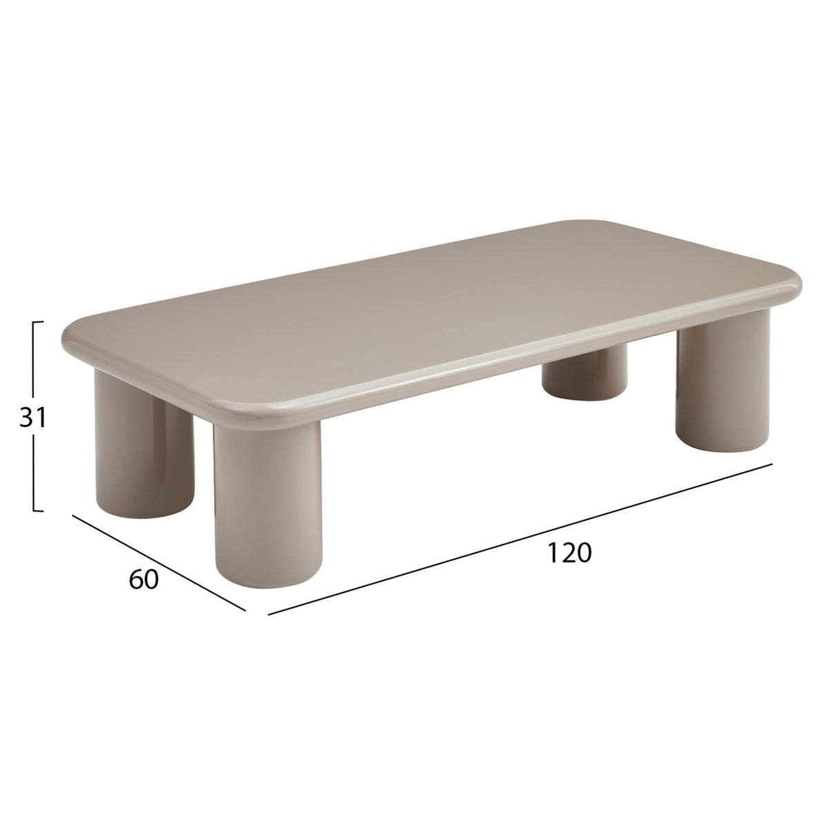ΤΡΑΠΕΖΙ ΣΑΛΟΝΙΟΥ SOLNA HM18454.05 MDF ΣΕ GLOSSY TAUPE (ΑΝΟΙΧΤΟ ΓΚΡΙ) 120x60x31Υεκ
